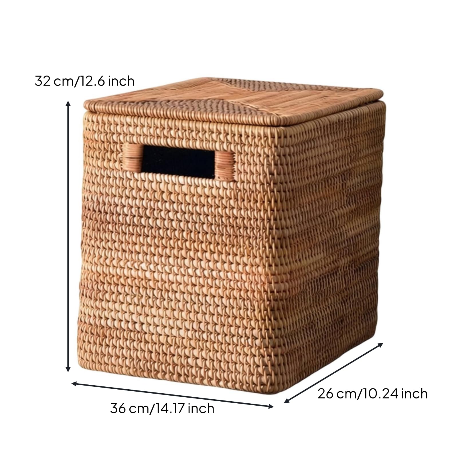 Handwoven Rattan Storage Basket with Lid & Handles