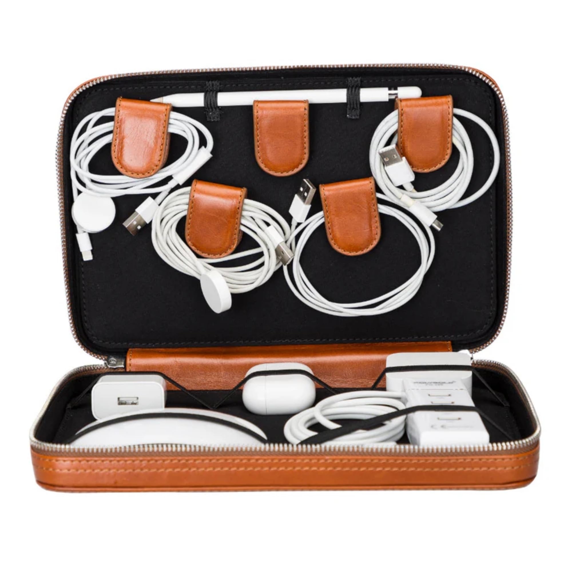 Leather Travel Cable & Tech Organizer Case