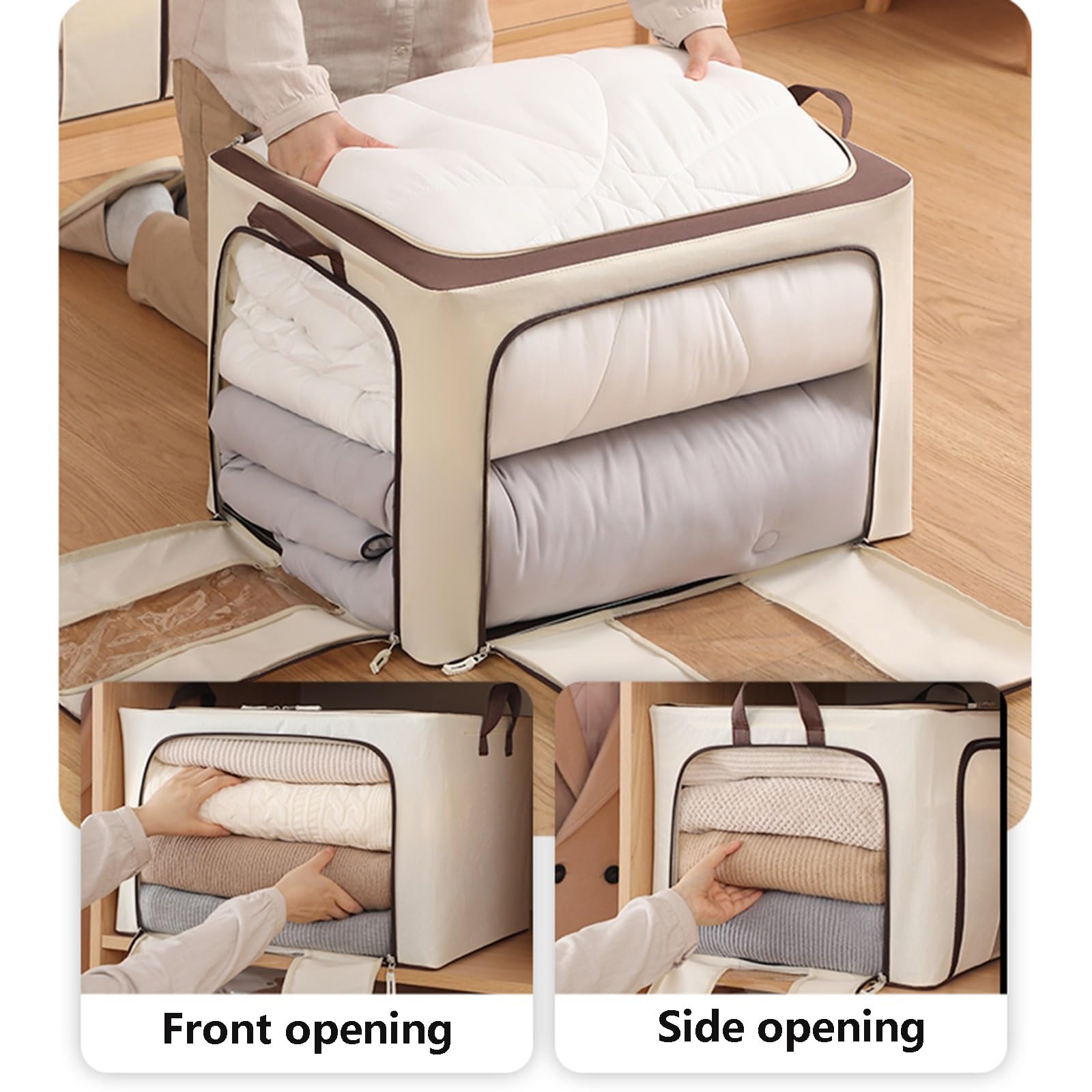 Foldable Clothing & Quilt Storage Bag with Zippers