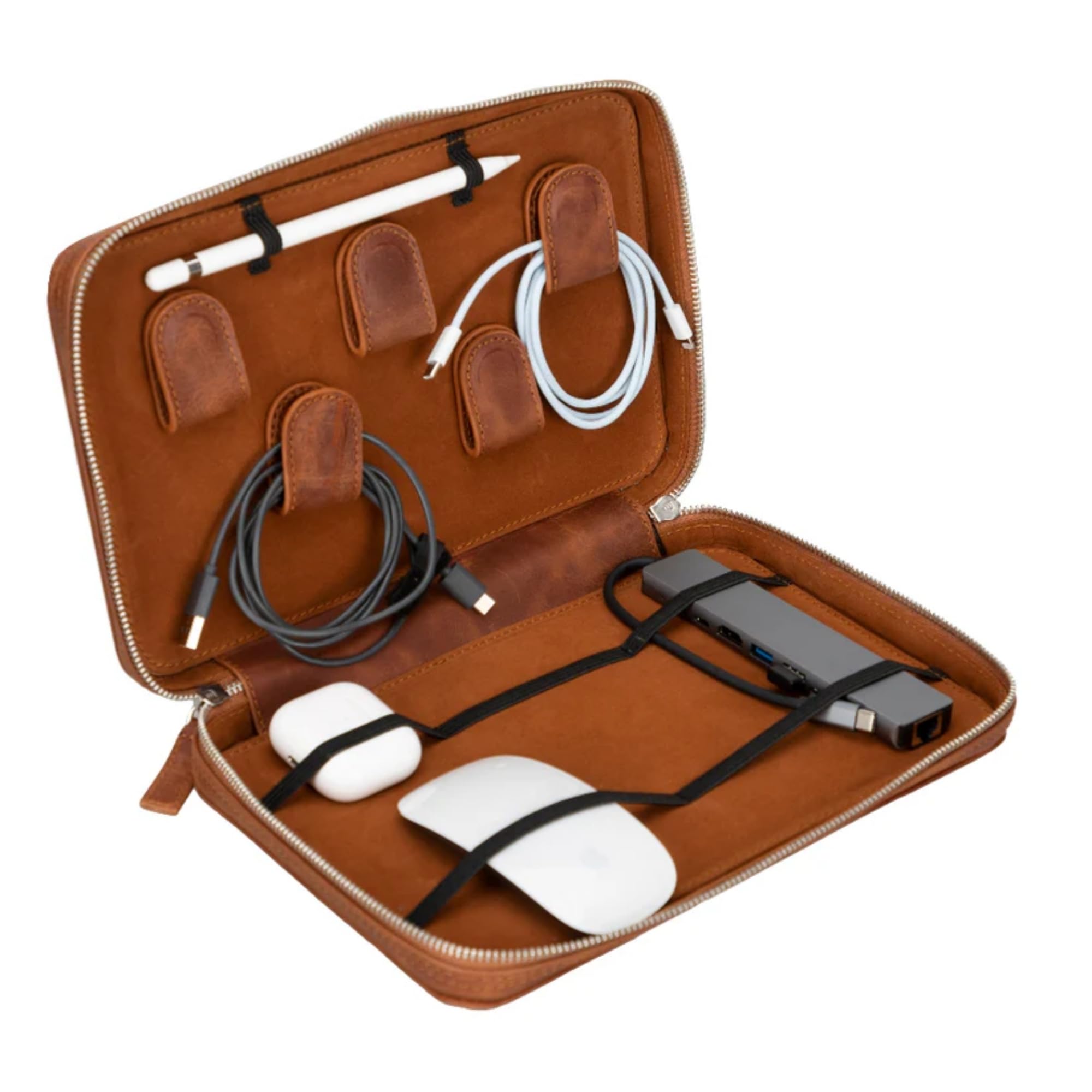 Leather Travel Cable & Tech Organizer Case