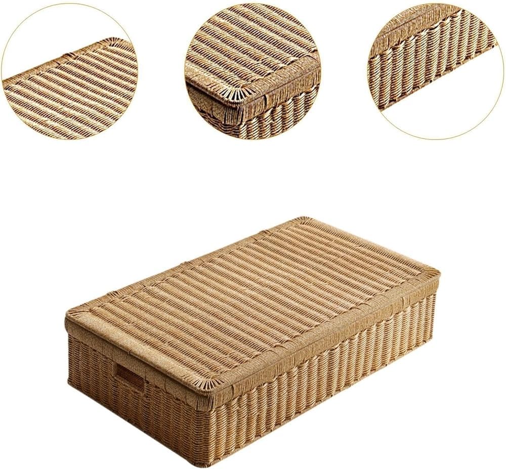 Rectangular Rattan Storage Basket with Lid