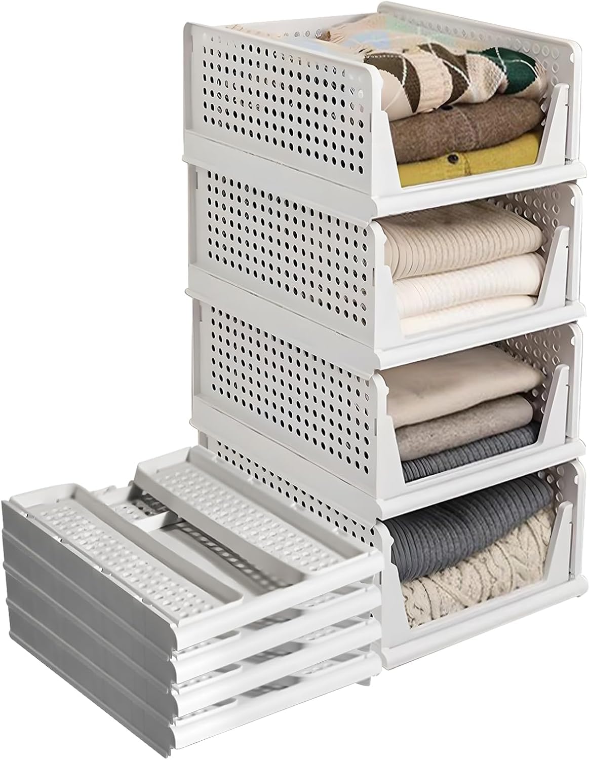 Stackable Pull-Out Closet Storage Drawers – 4 Pack
