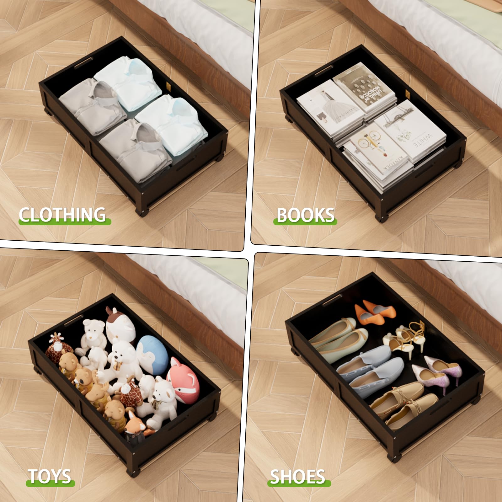 Bamboo Under-Bed Storage Drawers with Wheels – 2 Pack