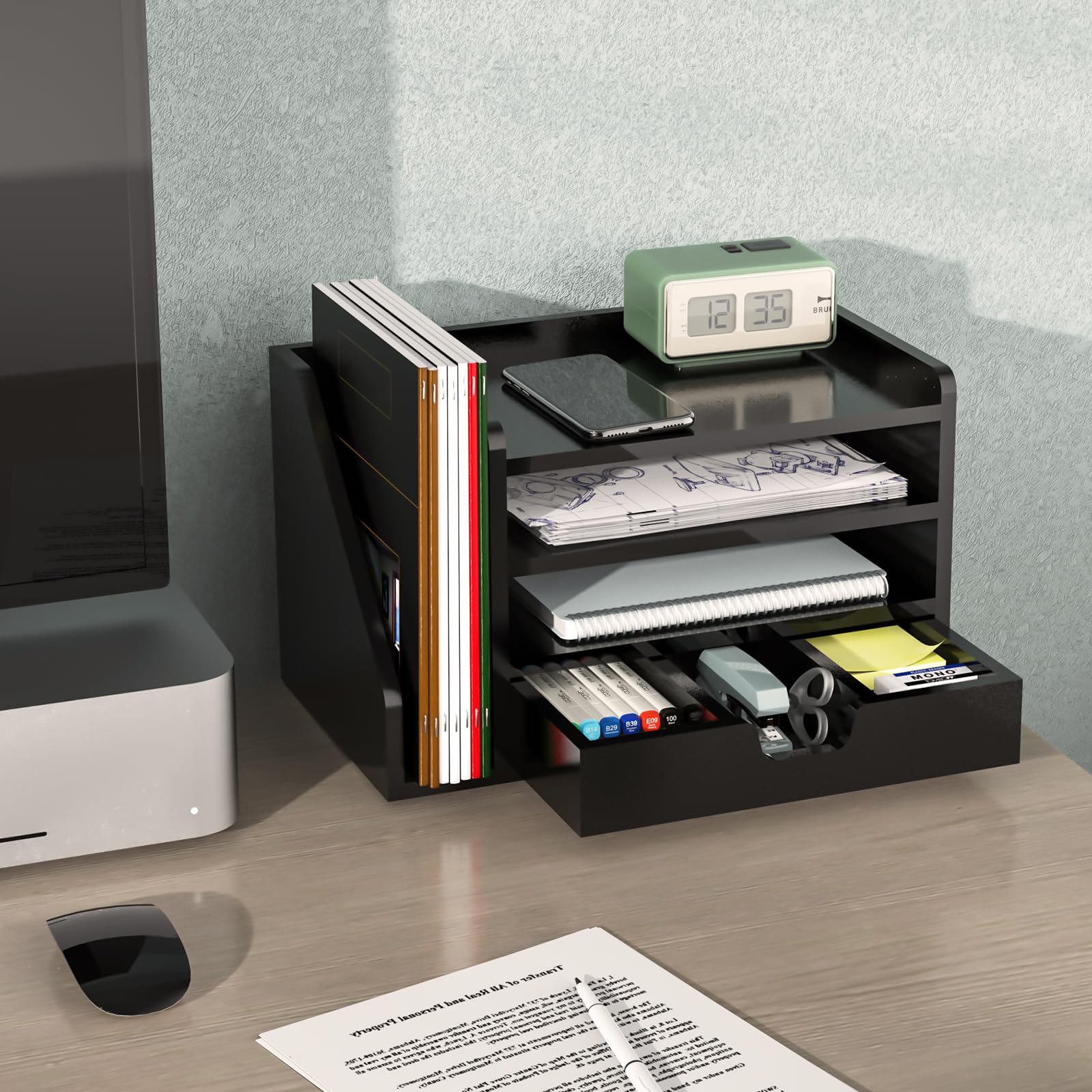 NiOffice Wood Desk File Organizer