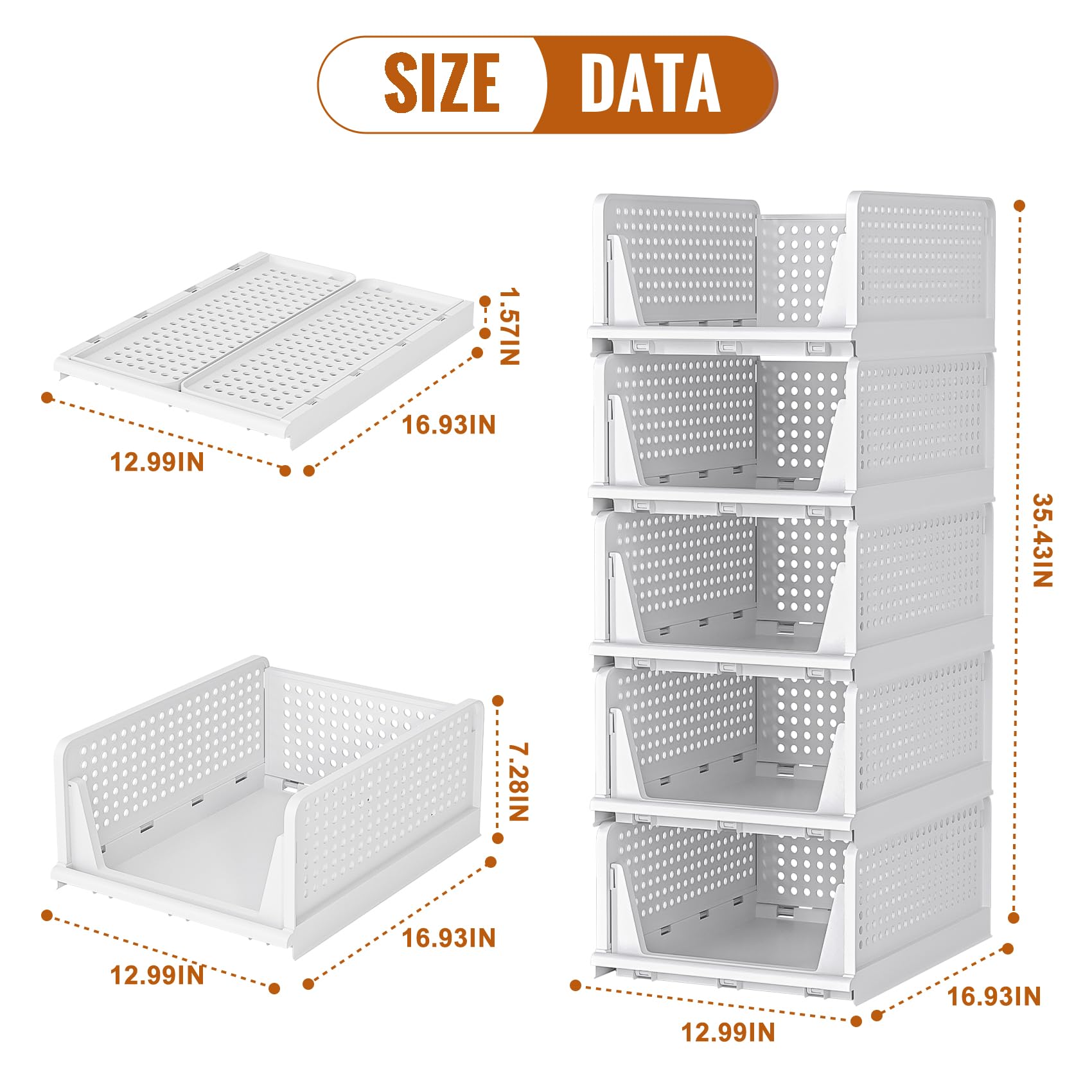 Stackable Pull-Out Closet Storage Drawers – 4 Pack