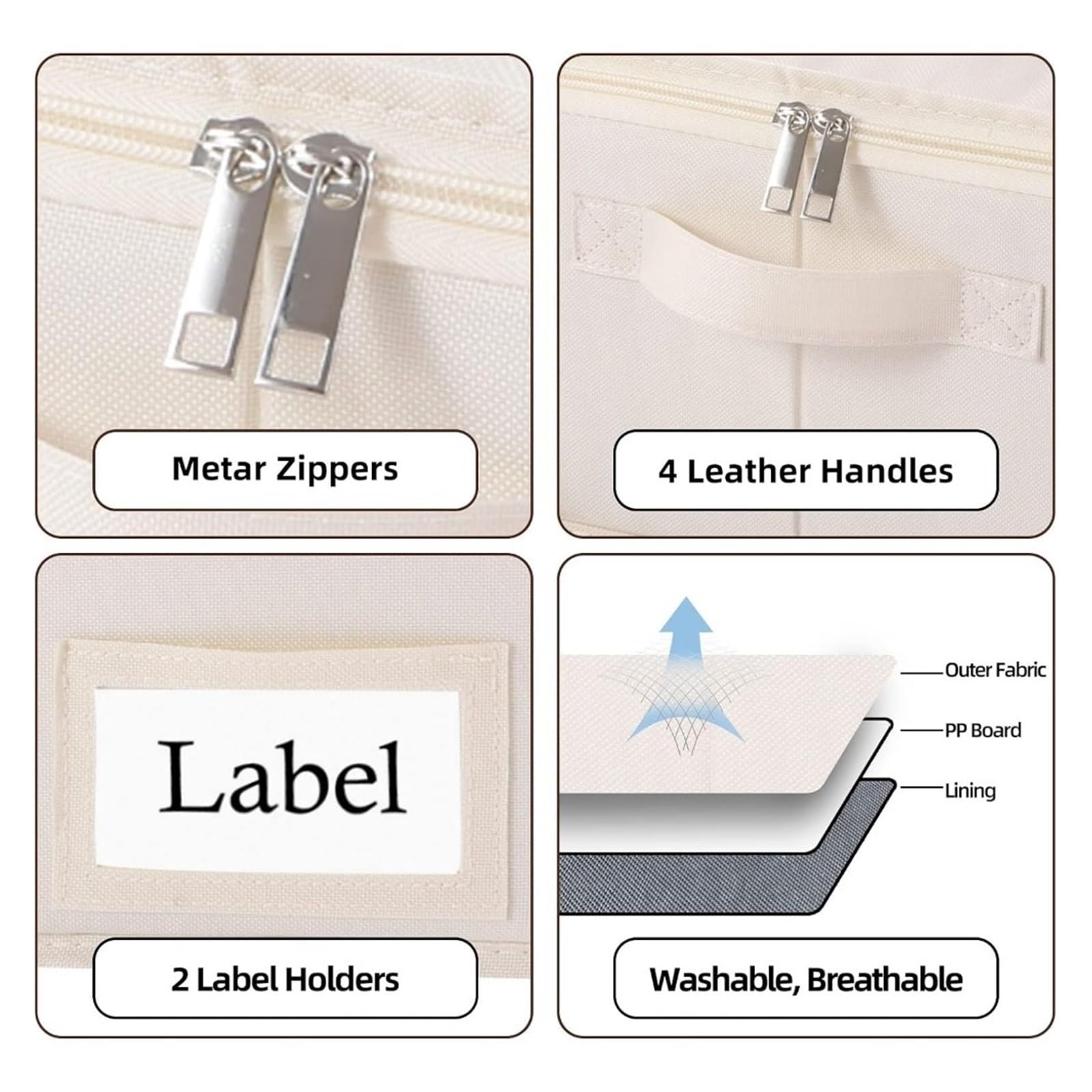 Foldable Under-Bed Storage Bags with Lids & Zippers