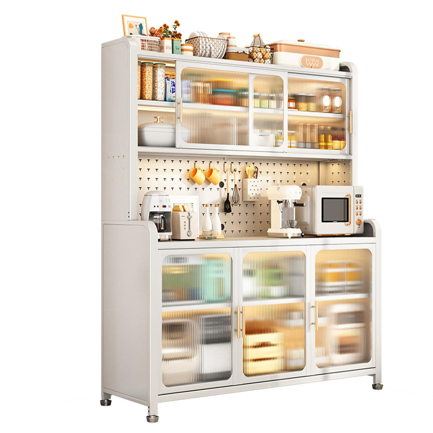 6-Tier Microwave Stand with Flip-Door Storage