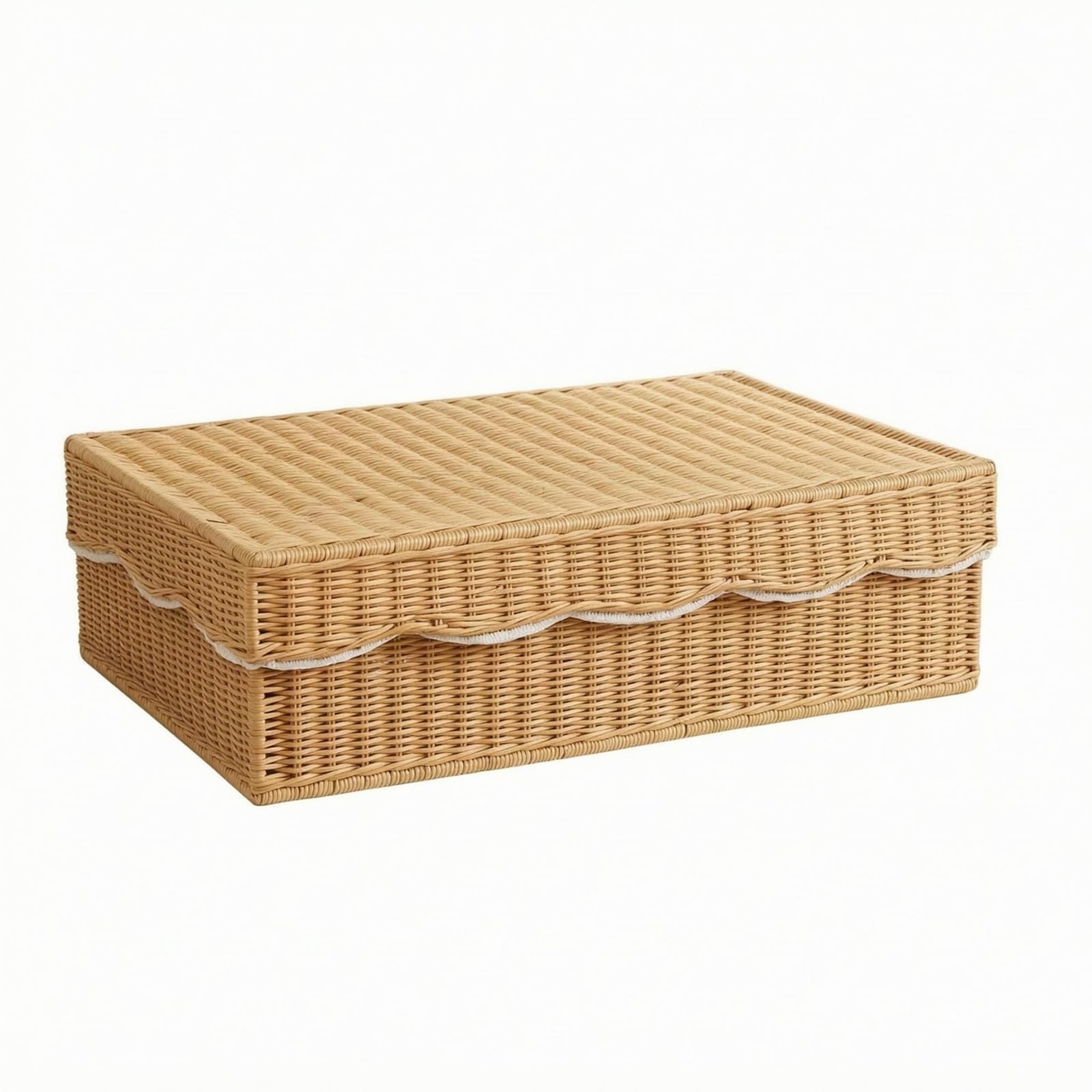 Rectangular Woven Storage Basket with Lid