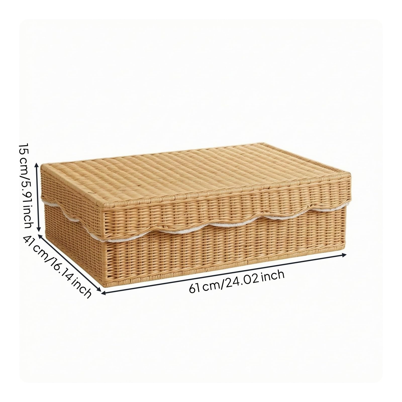 Rectangular Woven Storage Basket with Lid