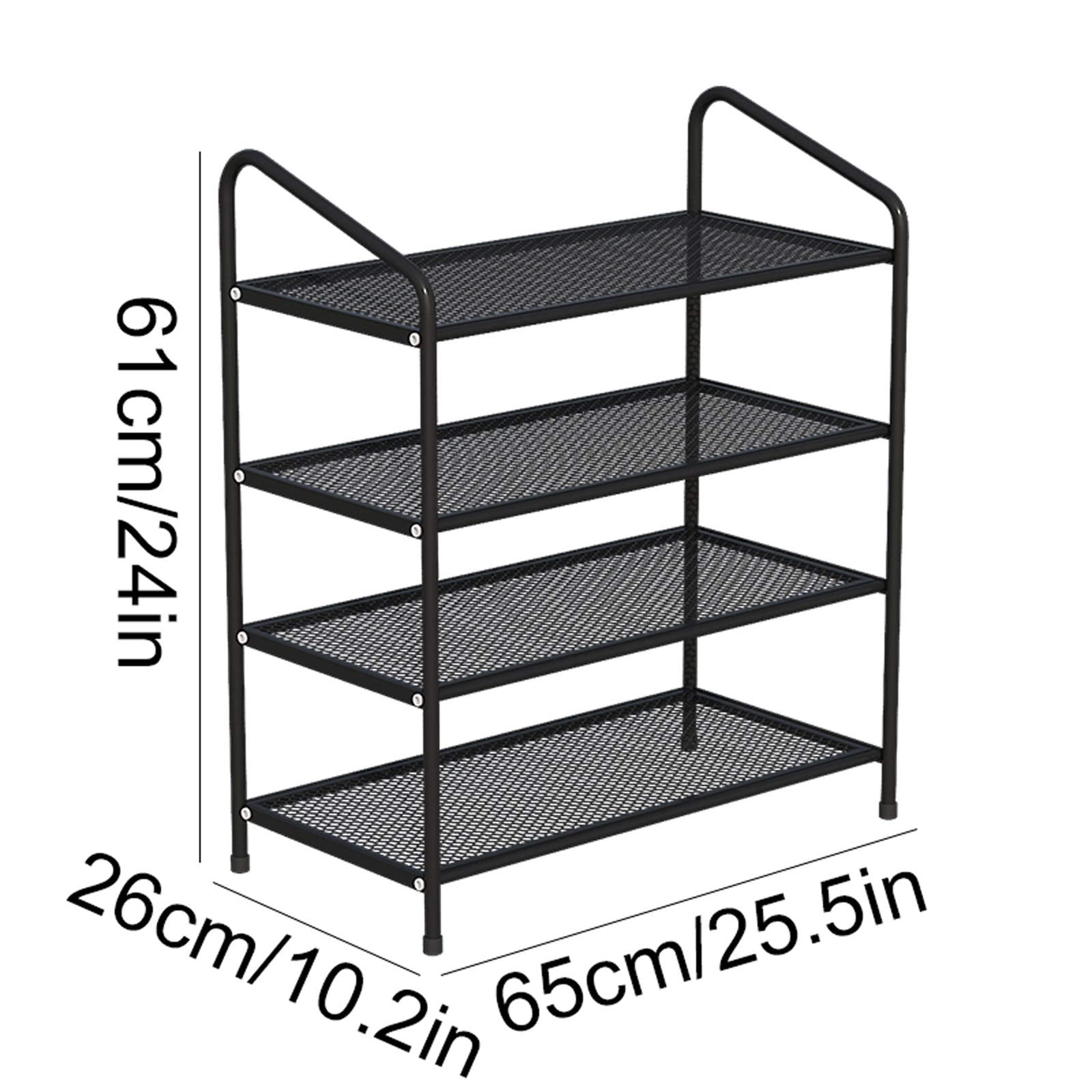 4-Tier Stackable Metal Shoe Rack for 12–15 Pairs