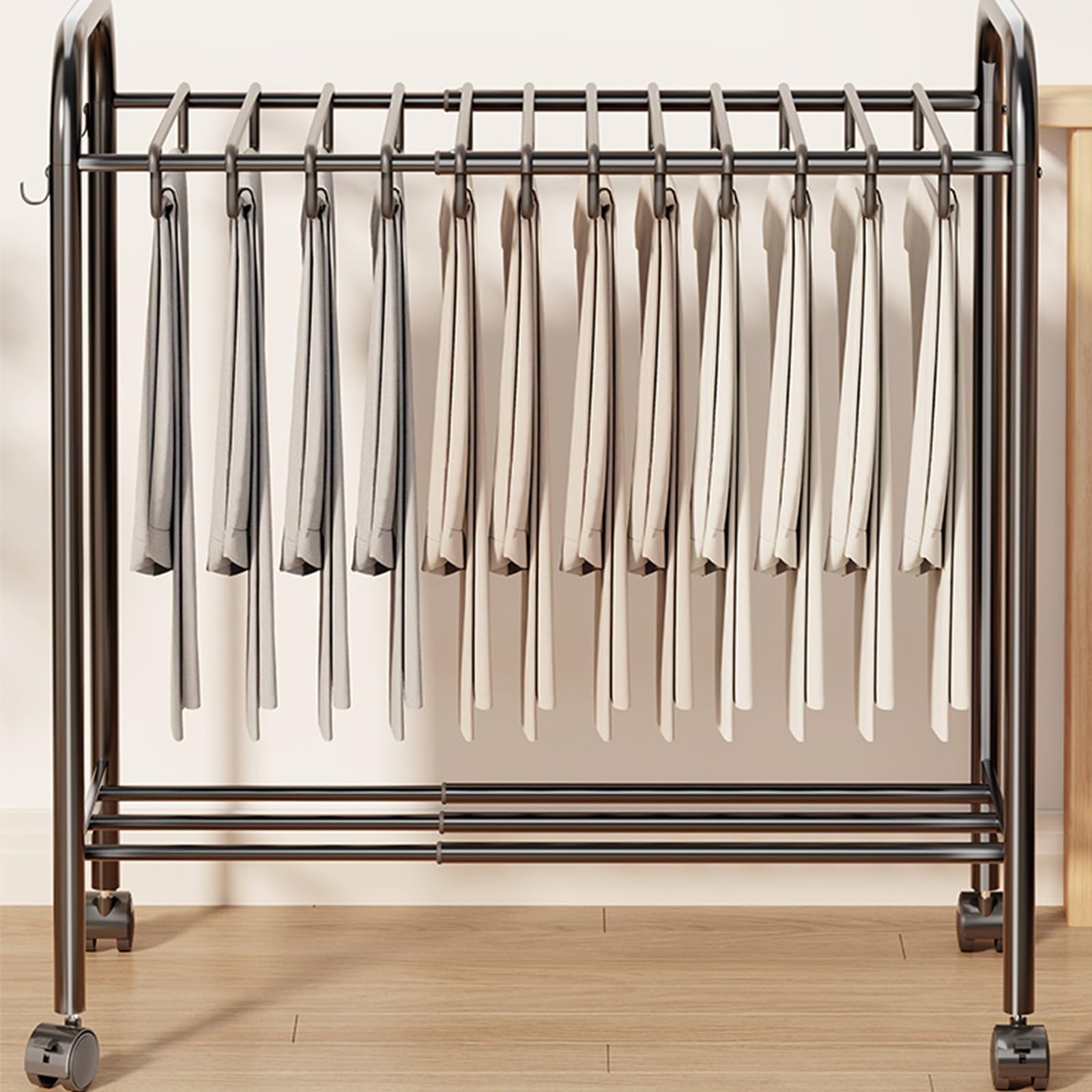 Rolling Floor Pants Hanger Rack with 24 Hangers