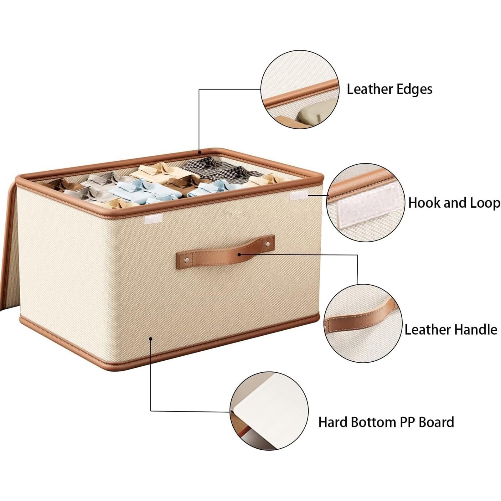 Foldable Storage Box with Lid for Clothes, Books & Documents