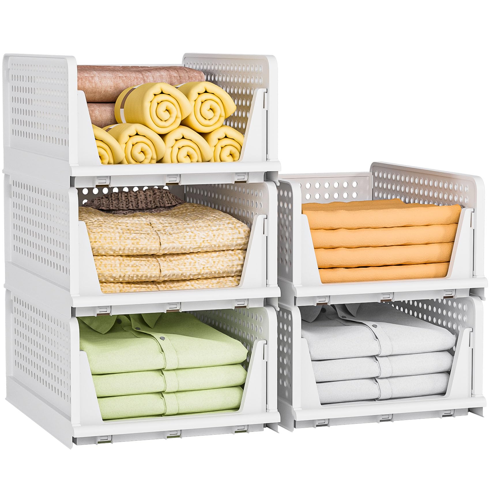 Stackable Pull-Out Closet Storage Drawers – 4 Pack