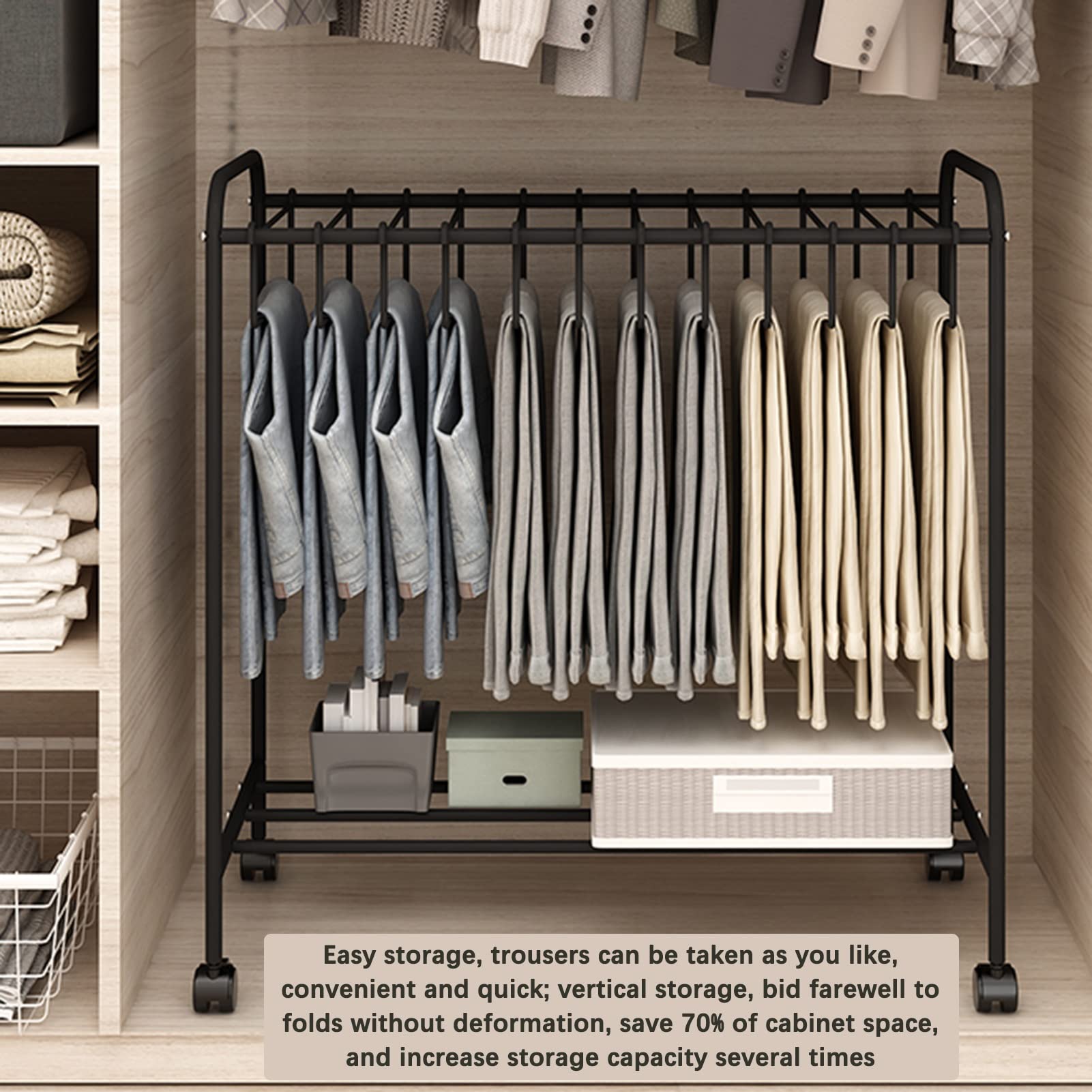 Rolling Trouser Rack with 20 Hangers