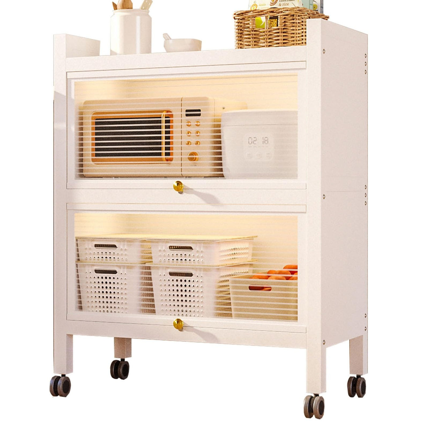 4-Tier Microwave Stand with Flip-Door Storage
