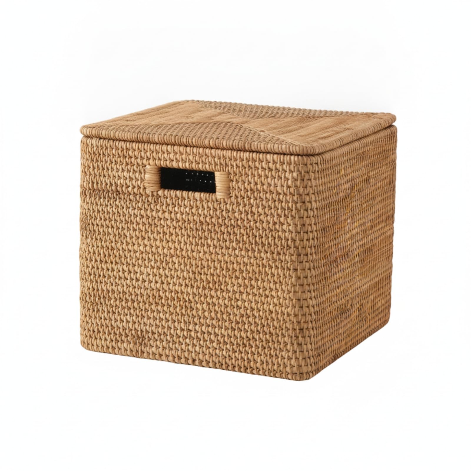Handwoven Rattan Storage Basket with Lid & Handles