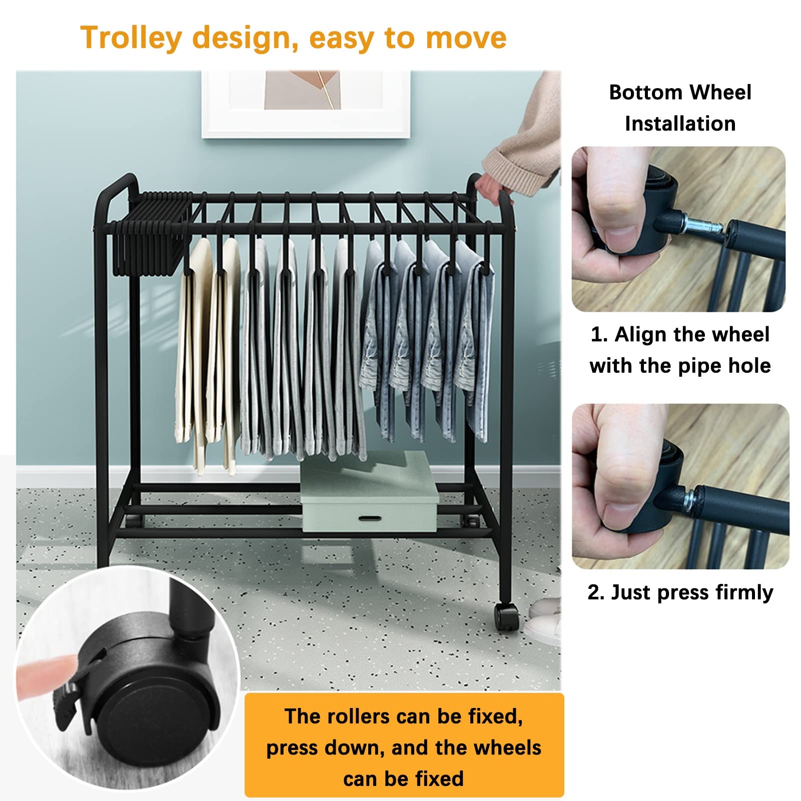 Rolling Trouser Rack with 20 Hangers