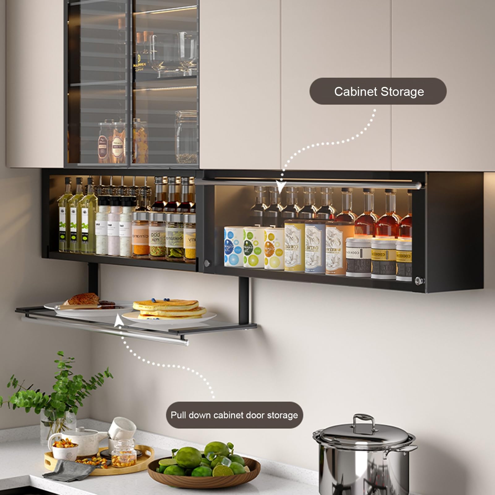2-Tier Pull-Down Spice Rack with Sensor Light