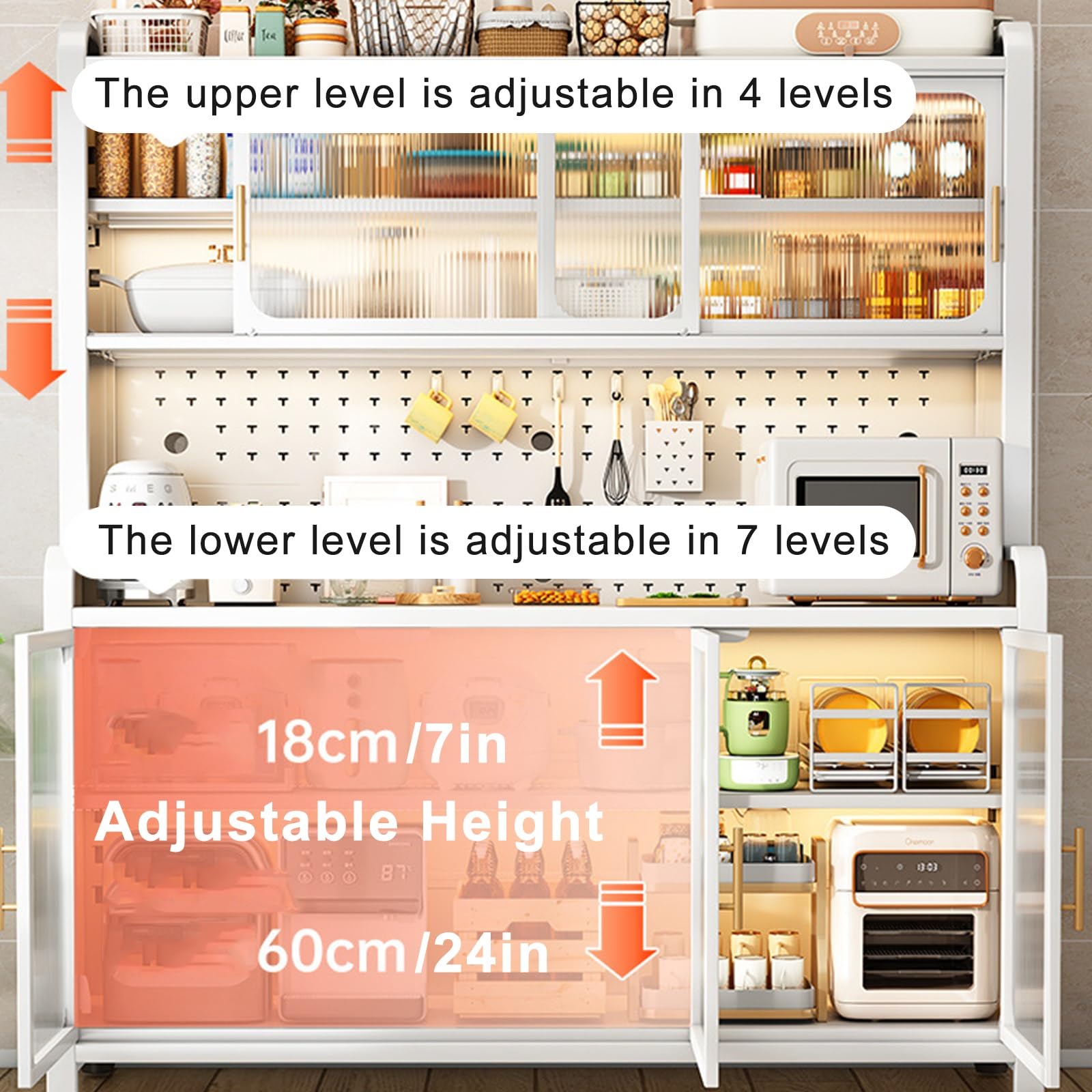 6-Tier Microwave Stand with Flip-Door Storage