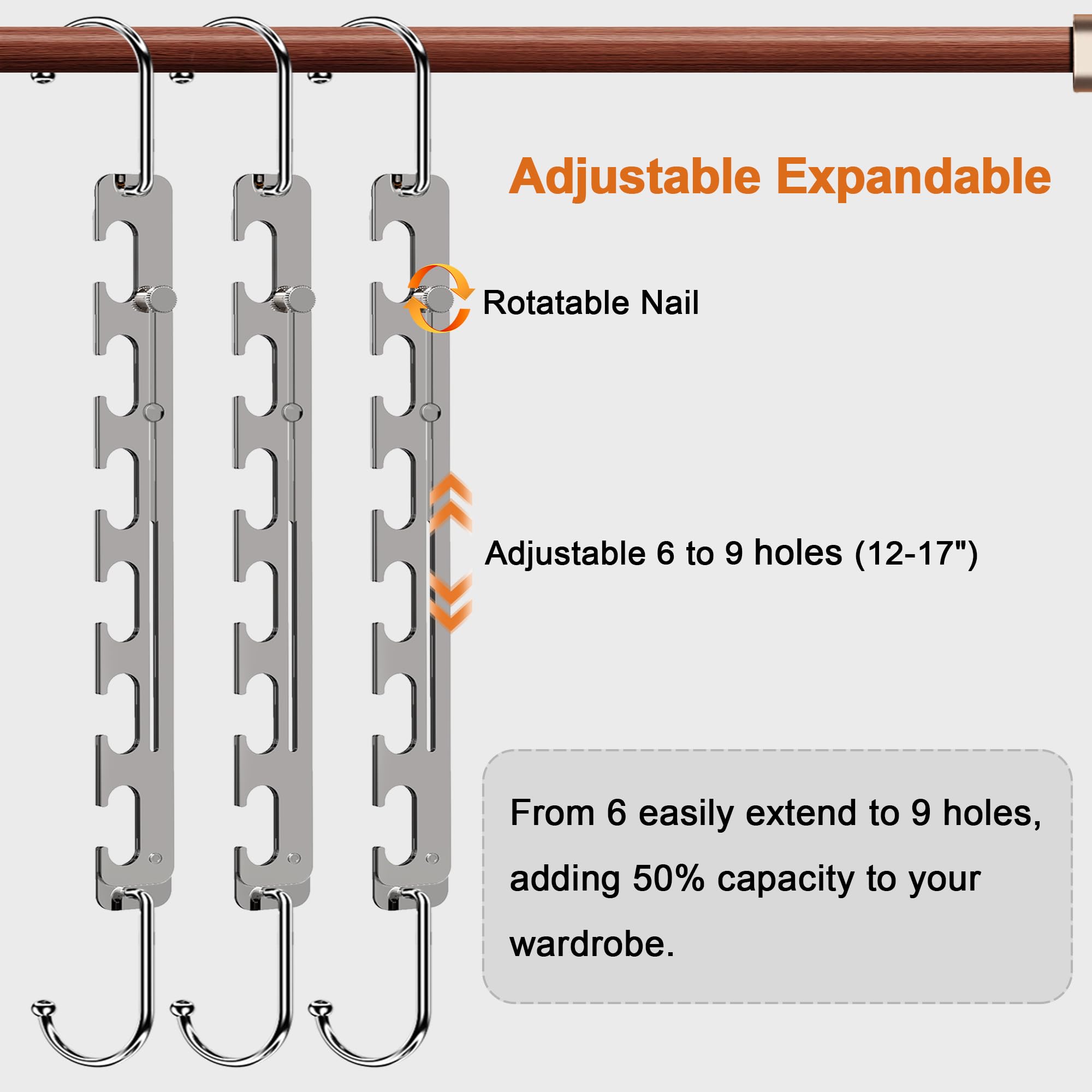 Telescopic Space-Saving Metal Hangers – 10 Pack