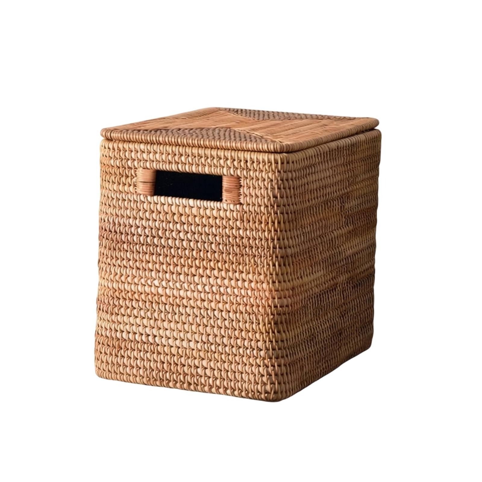 Handwoven Rattan Storage Basket with Lid & Handles