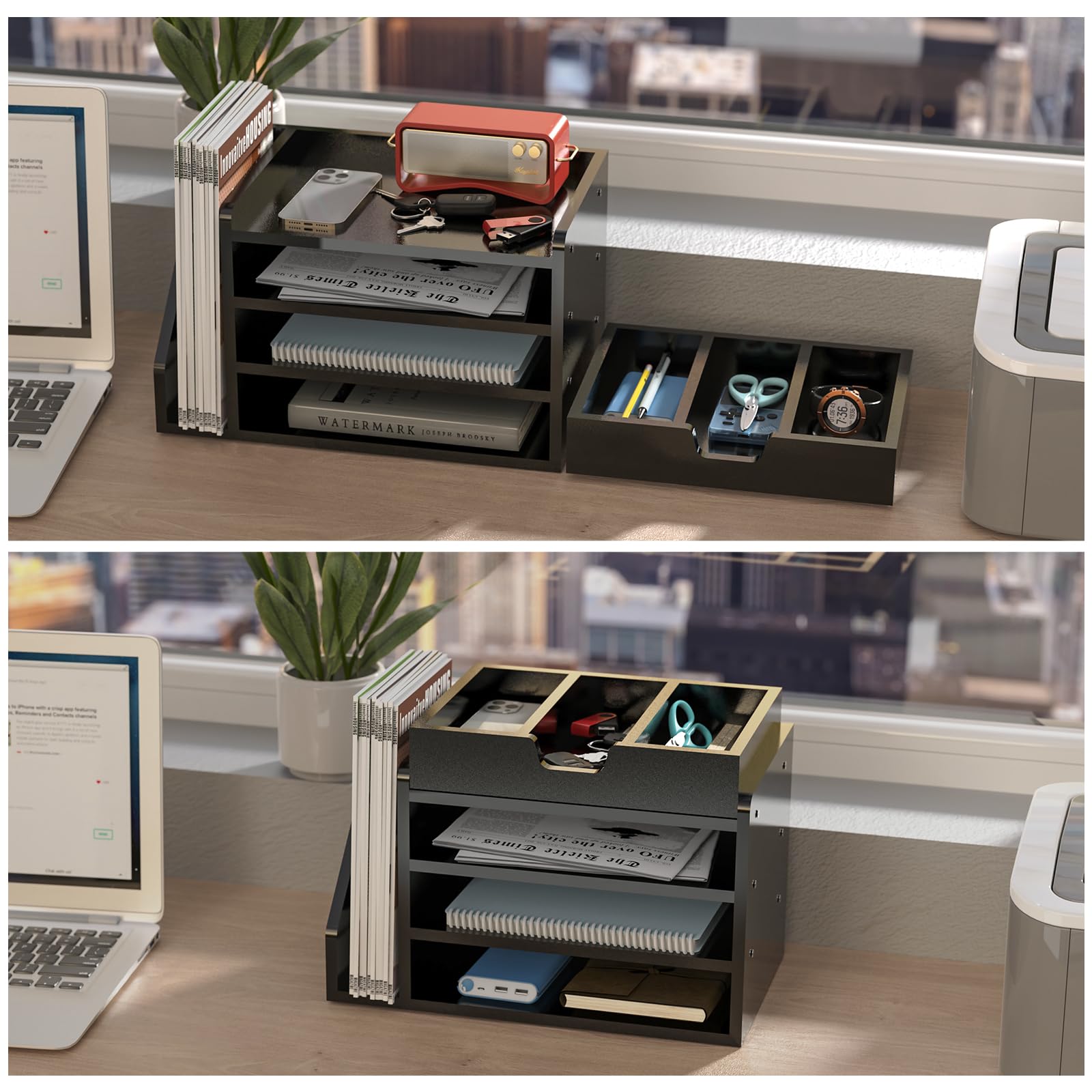 NiOffice Wood Desk File Organizer