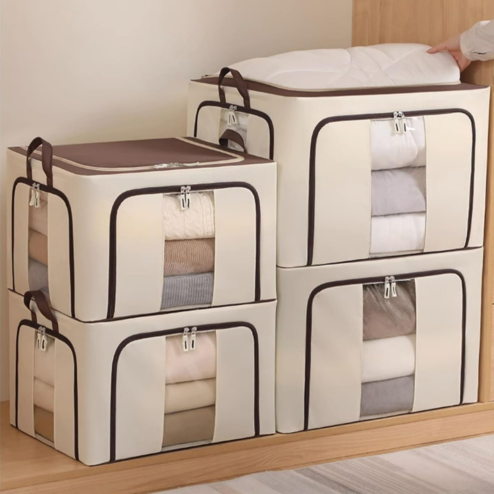 Foldable Clothing & Quilt Storage Bag with Zippers