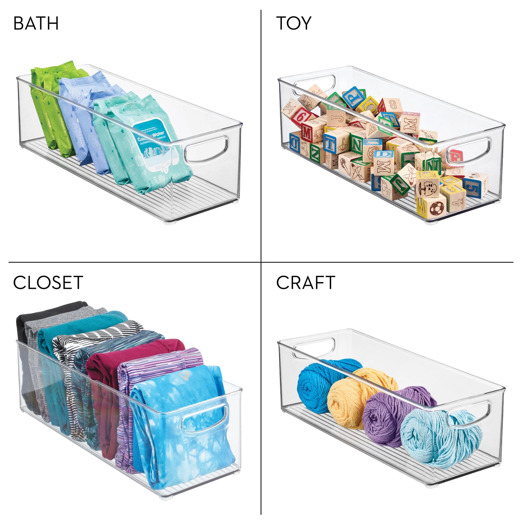 InterDesign iDesign Plastic Stackable Storage Bin with Handles