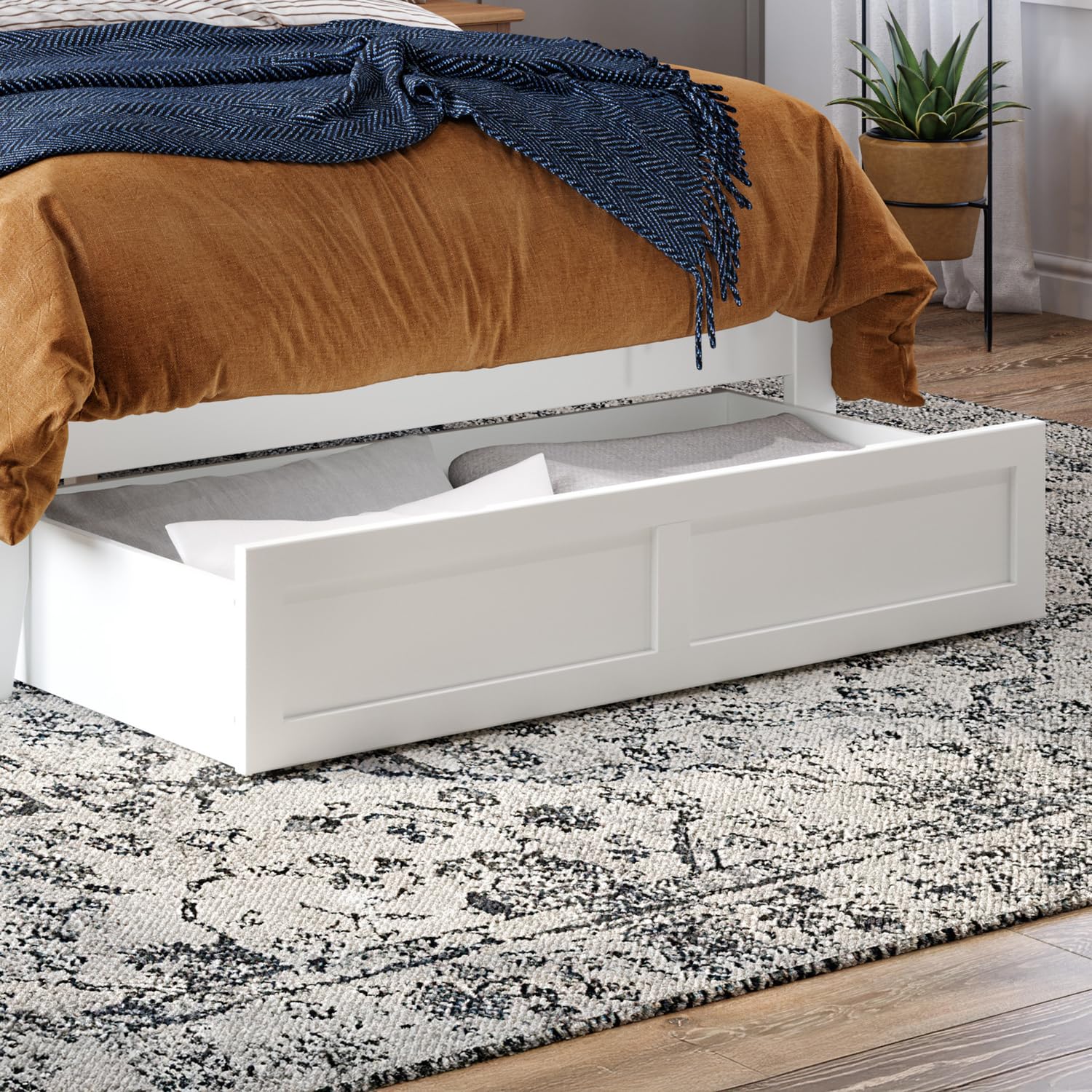 HomeStock Queen Under-Bed Storage Drawer in White