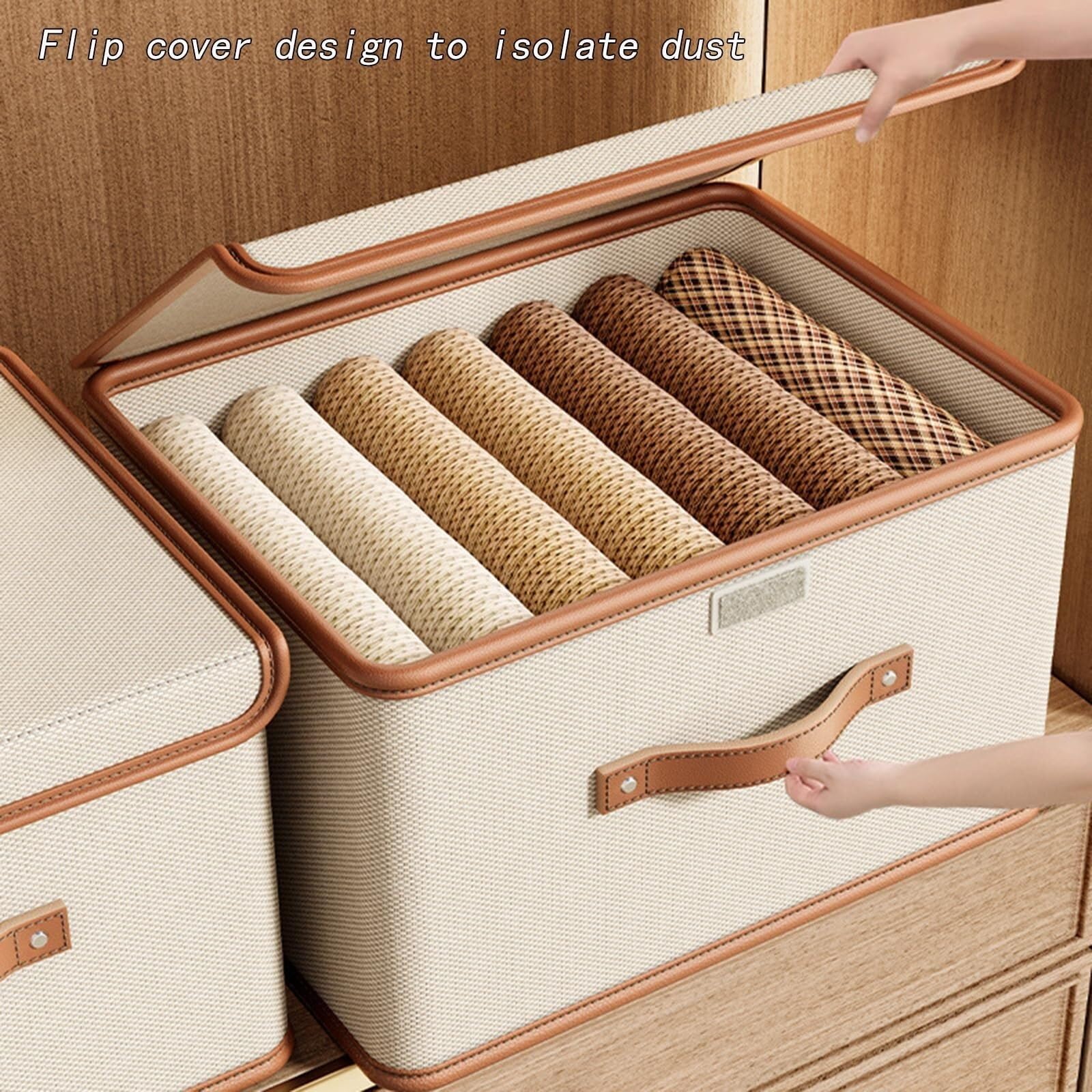 Foldable Storage Box with Lid for Clothes, Books & Documents