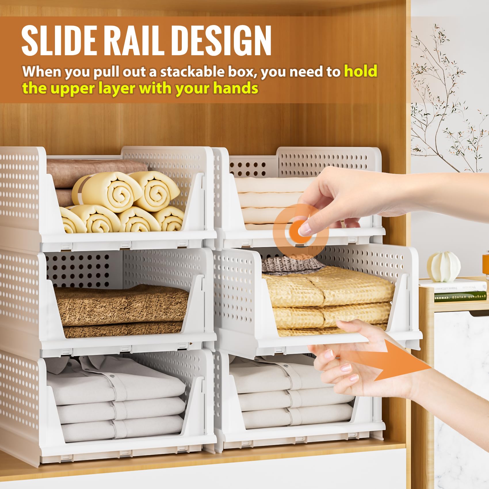 Stackable Pull-Out Closet Storage Drawers – 4 Pack