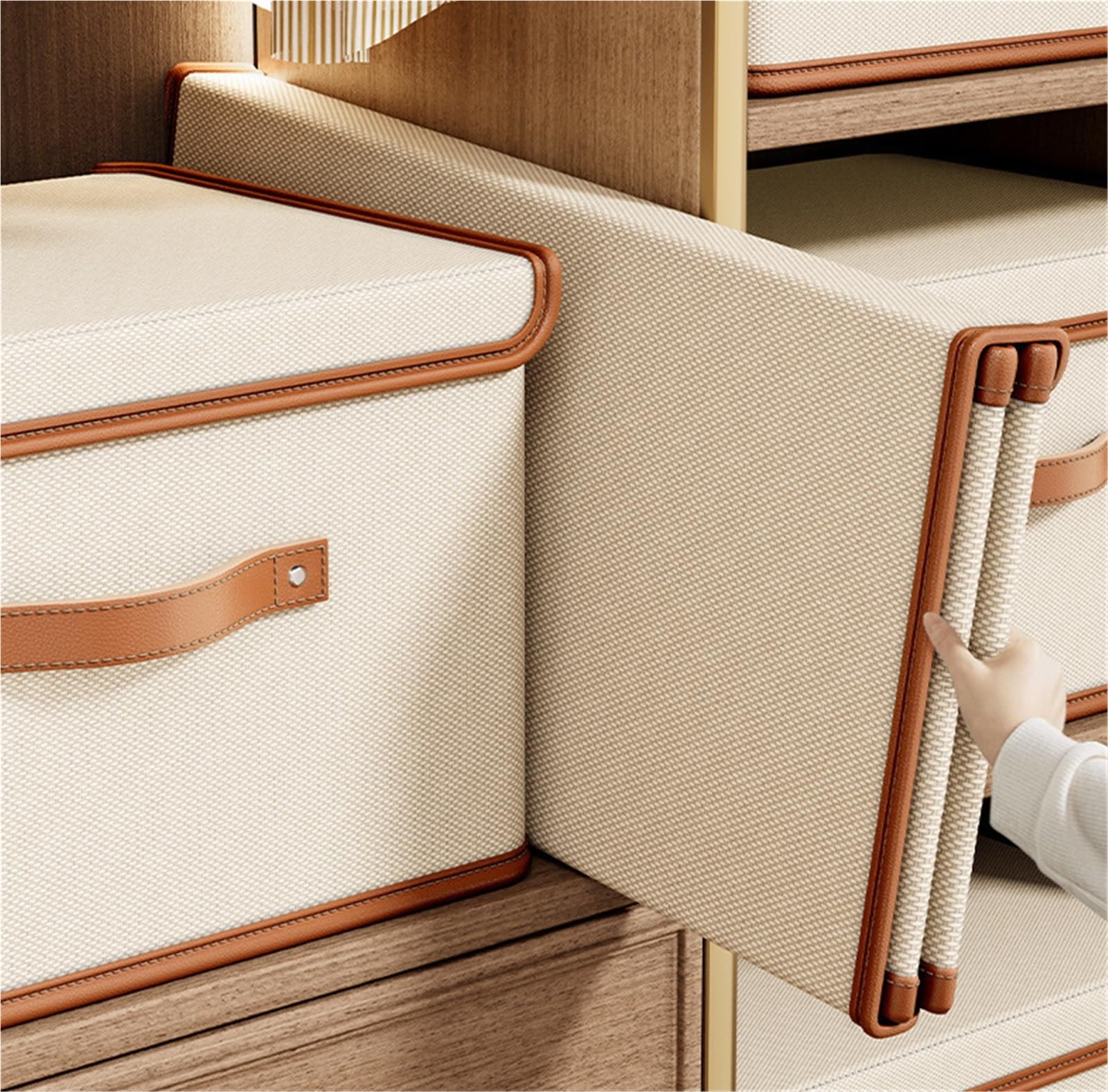 Foldable Storage Box with Lid for Clothes, Books & Documents