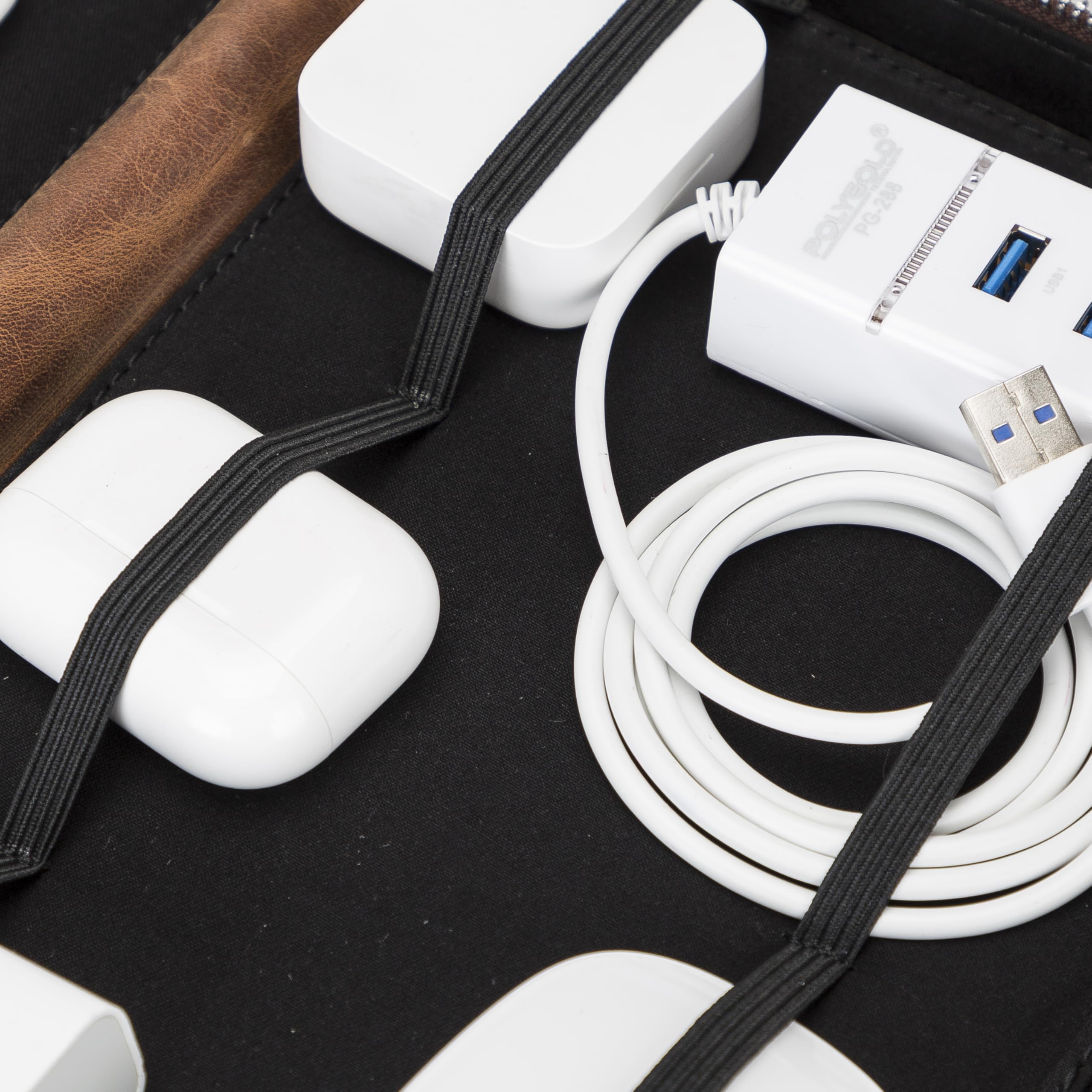 Leather Cable & Tech Accessories Organizer Case