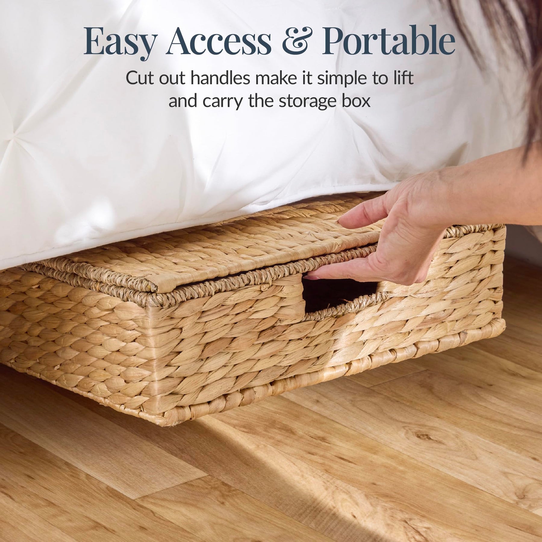 Handwoven Under-Bed Storage Baskets with Lids & Wheels – 2 Pack