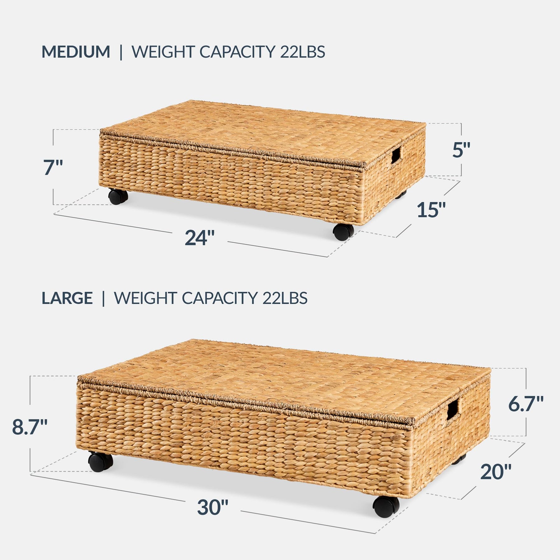Handwoven Under-Bed Storage Baskets with Lids & Wheels – 2 Pack