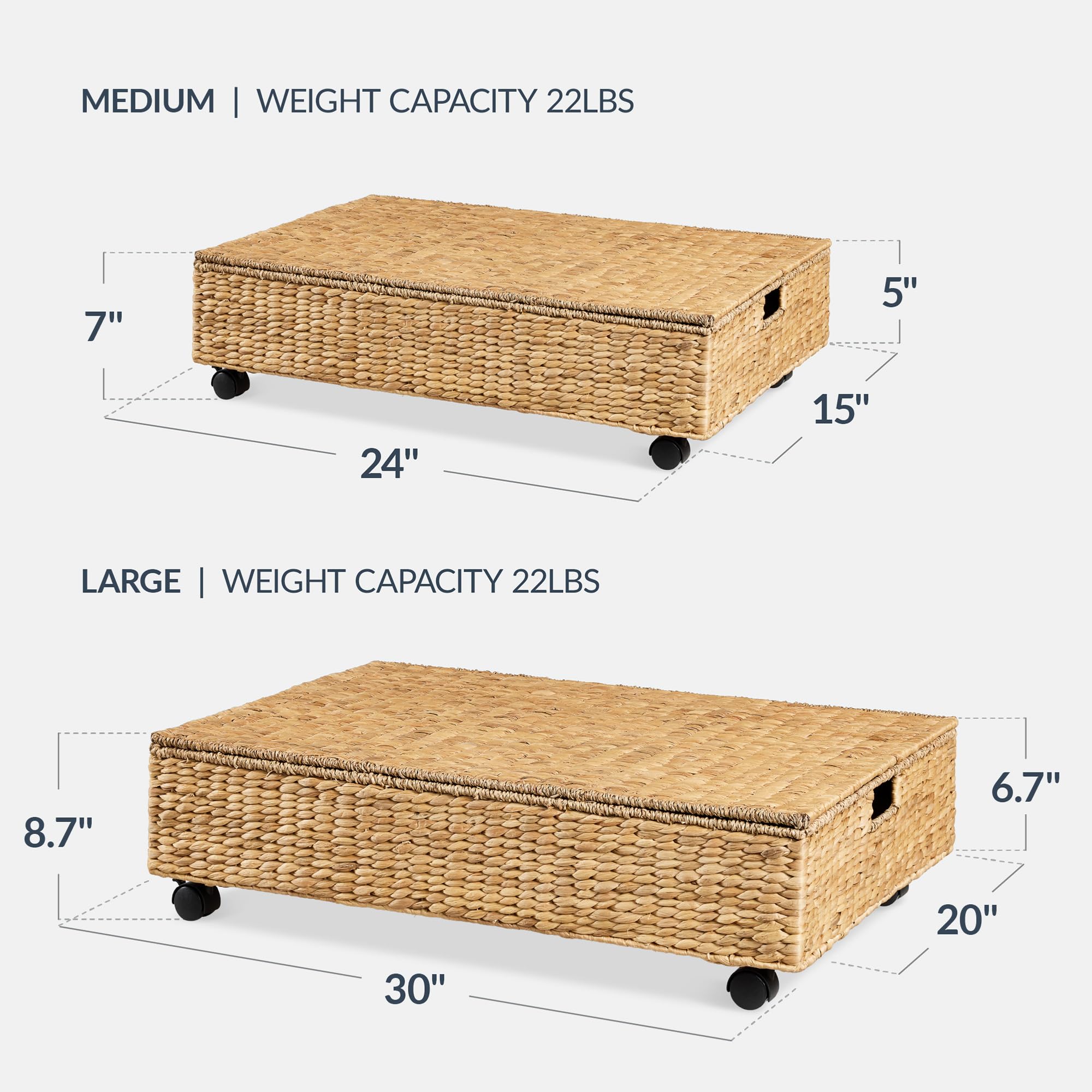 Handwoven Under-Bed Storage Baskets with Lids & Wheels – 2 Pack