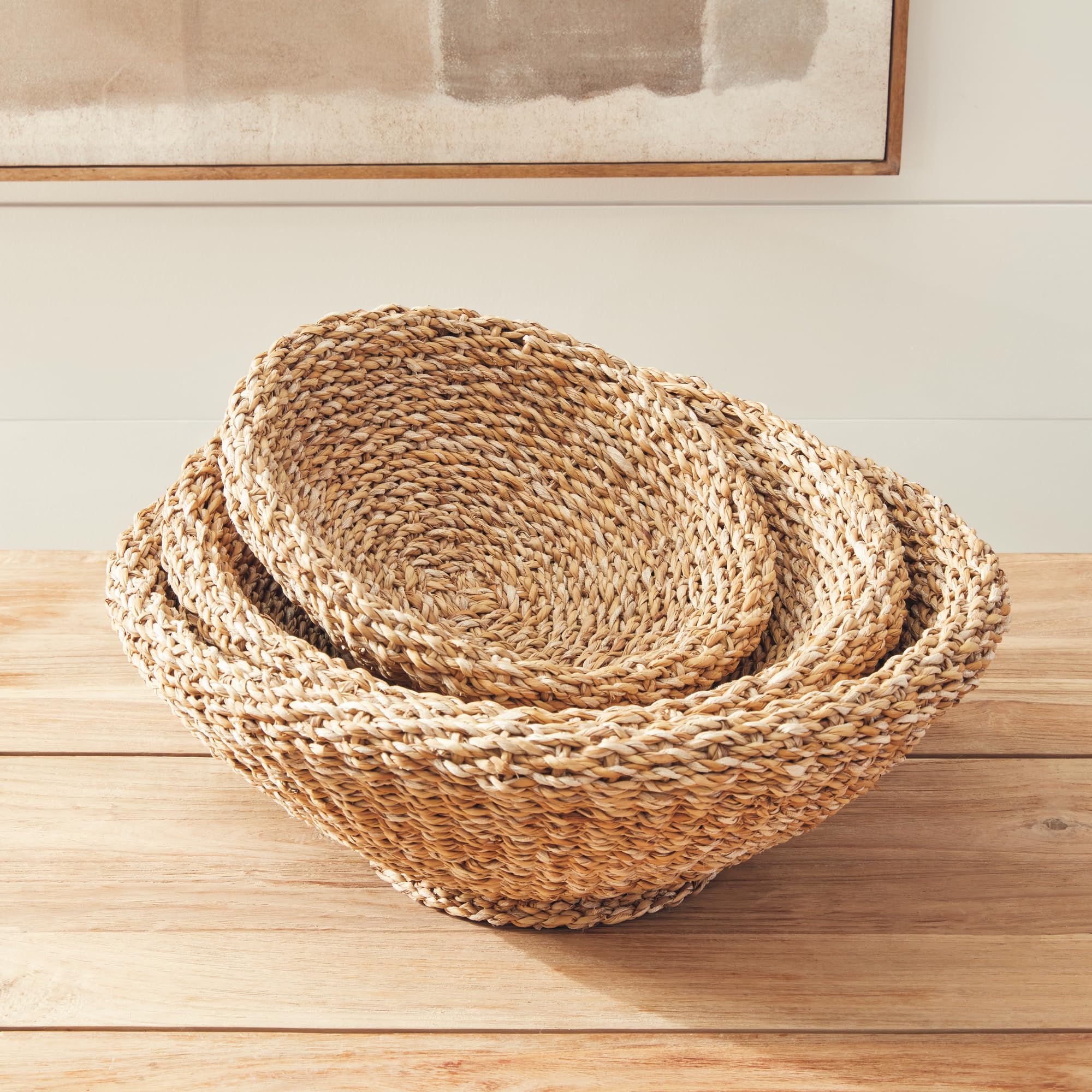 Shallow Seagrass Storage Baskets – 3 Piece Set