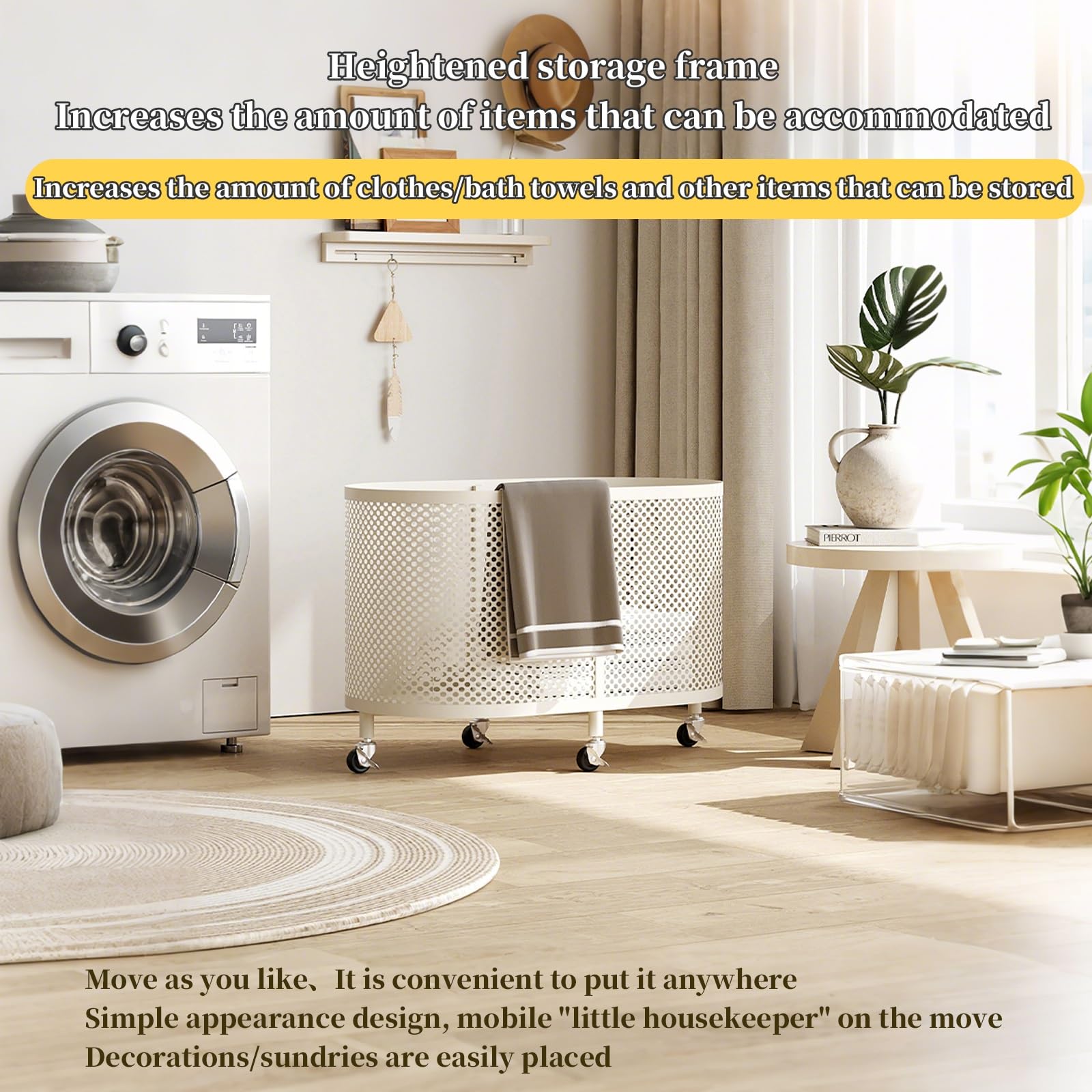 Slim Rolling Laundry Hamper with Wheels
