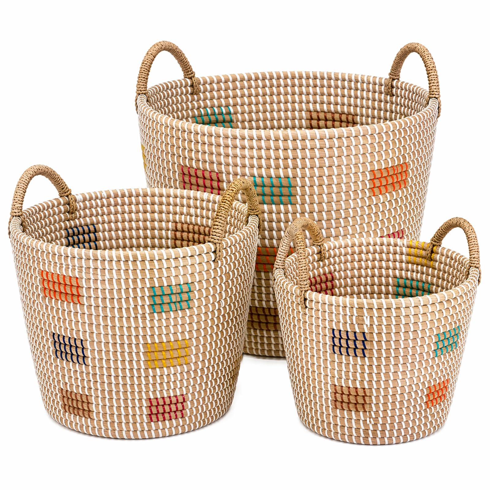 Handwoven Seagrass Storage Baskets with Handles