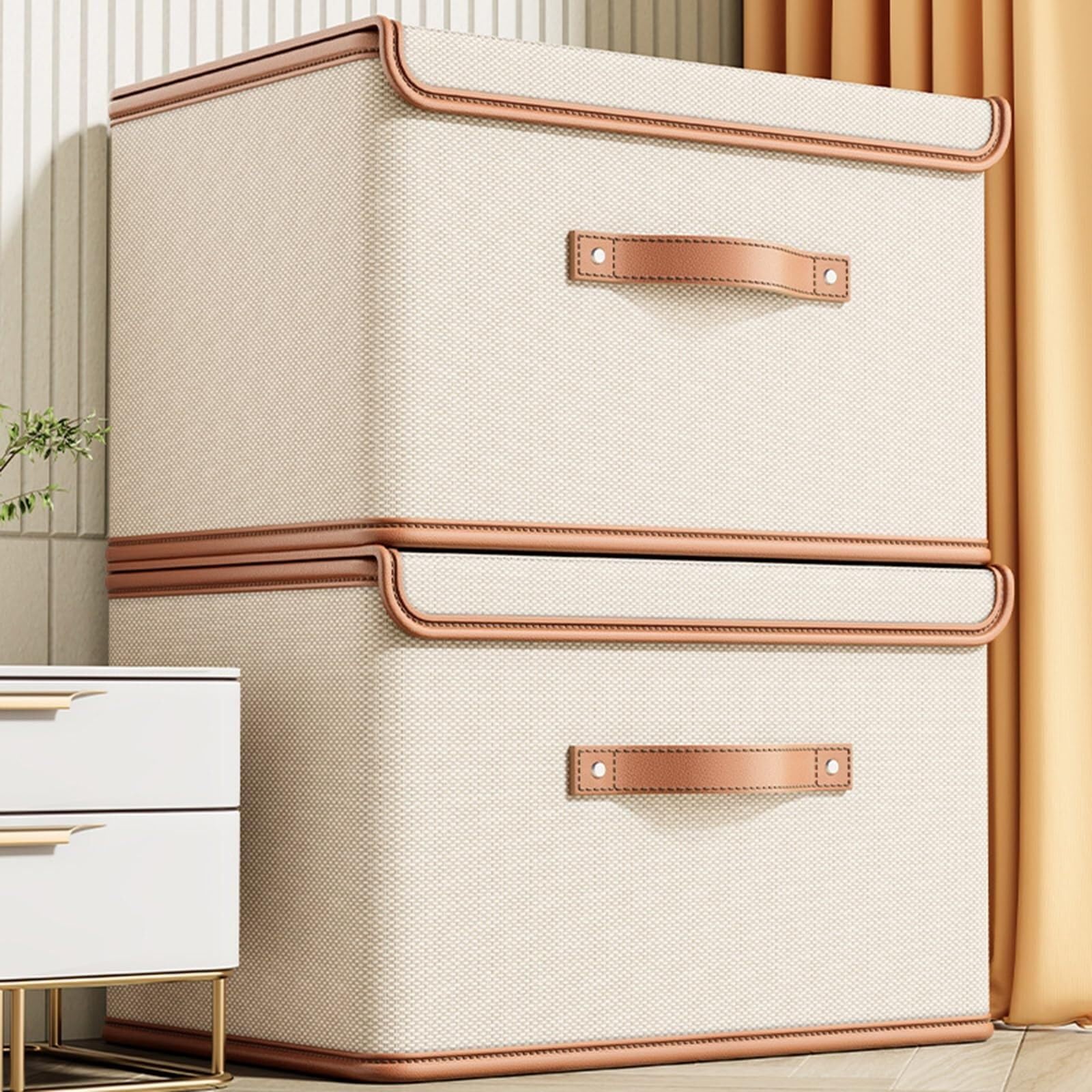 Foldable Storage Box with Lid for Clothes, Books & Documents