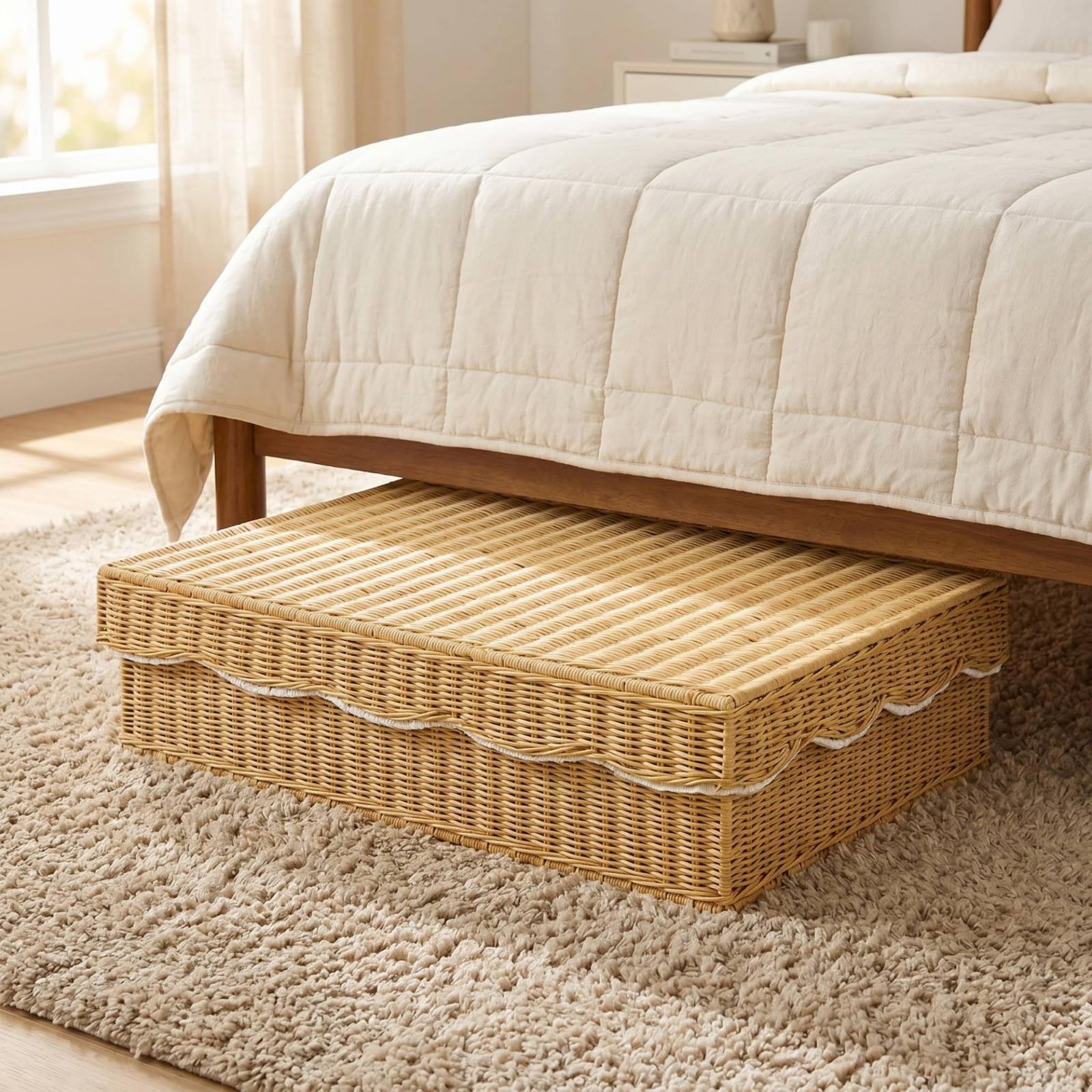 Rectangular Woven Storage Basket with Lid