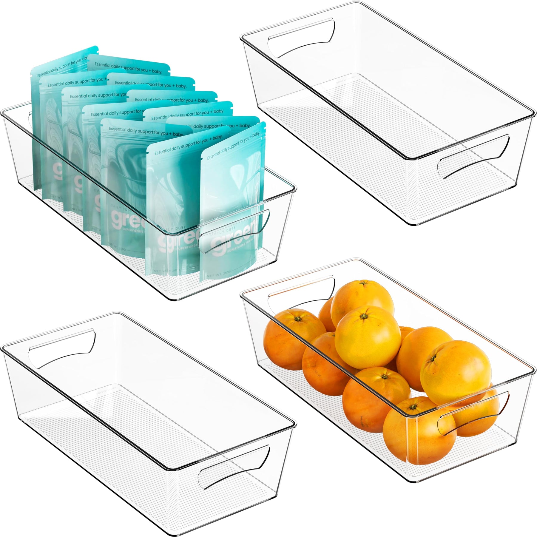 Simple Houseware Clear Storage Bins Organizer for Freezer, Fridge