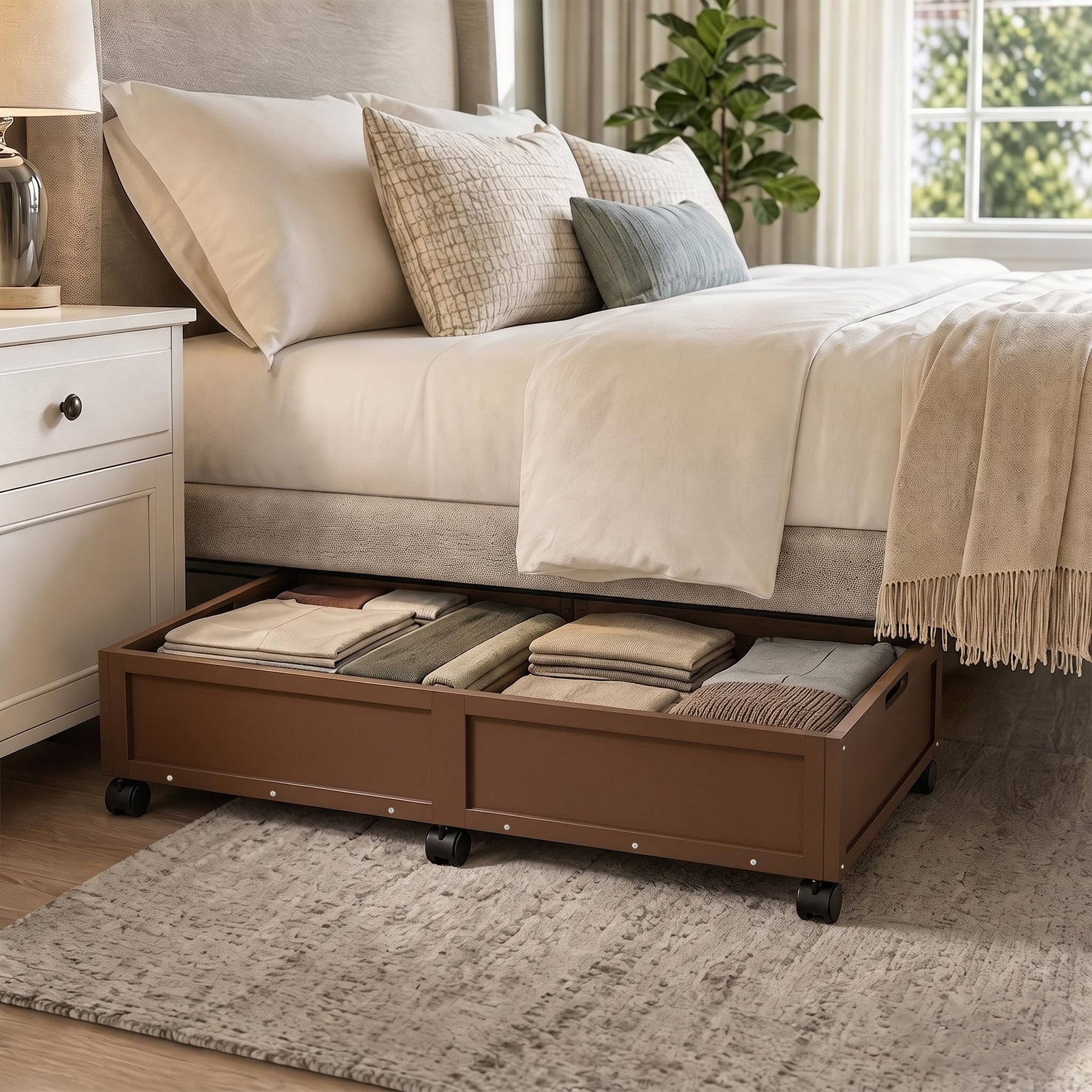 Bamboo Under-Bed Storage Drawers with Wheels – 2 Pack