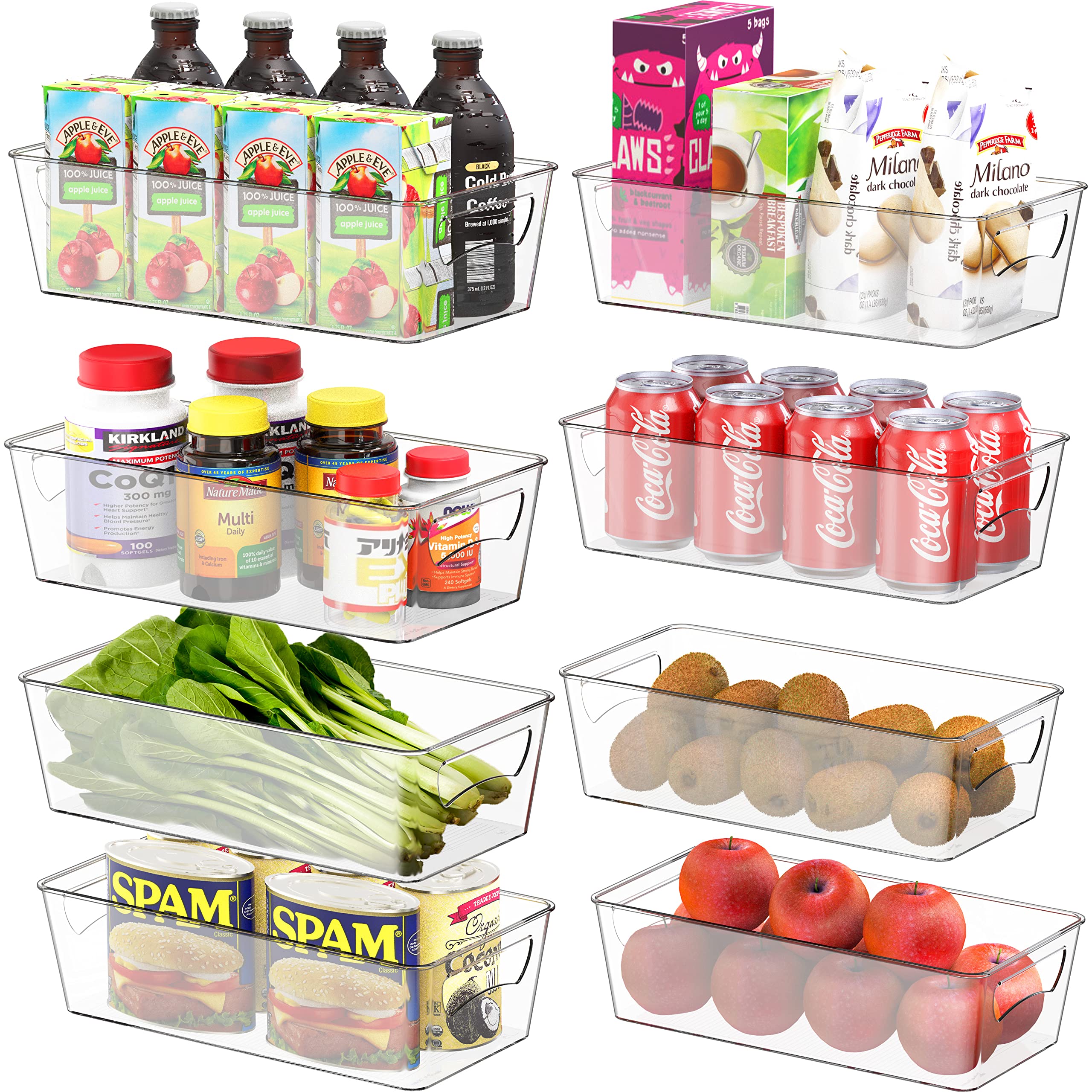 Simple Houseware Clear Storage Bins Organizer for Freezer, Fridge