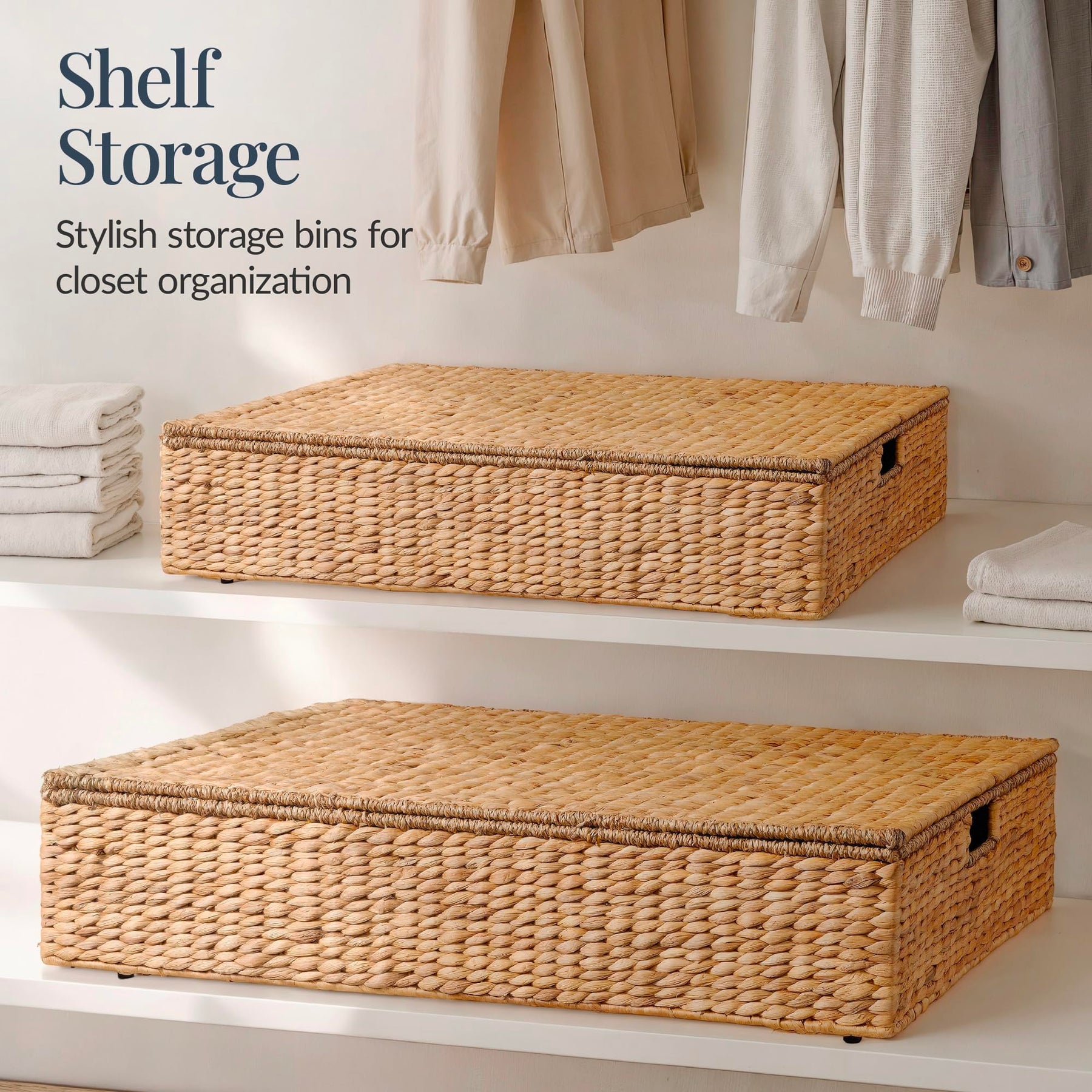 Handwoven Under-Bed Storage Baskets with Lids & Wheels – 2 Pack