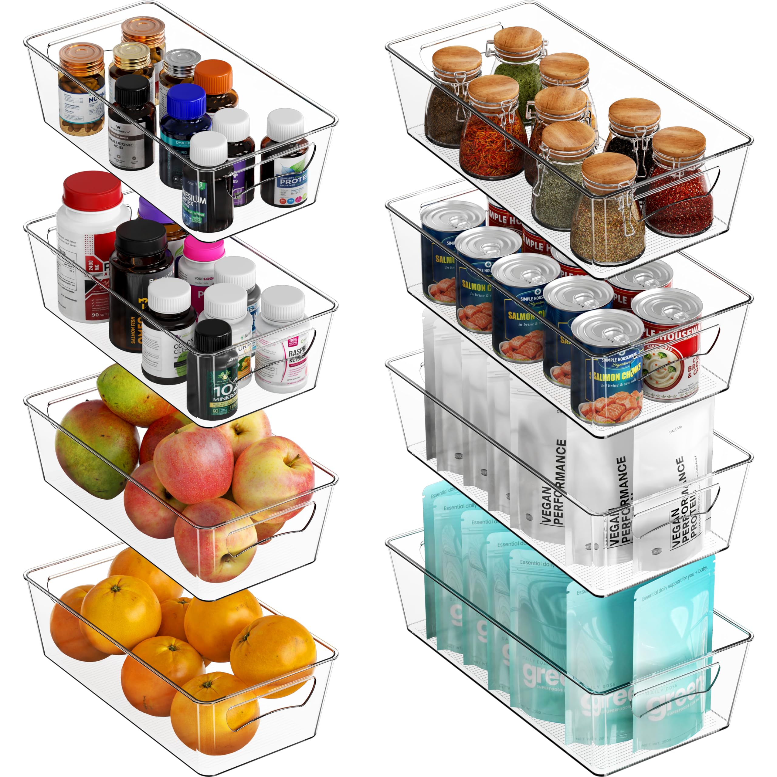 Simple Houseware Clear Storage Bins Organizer for Freezer, Fridge