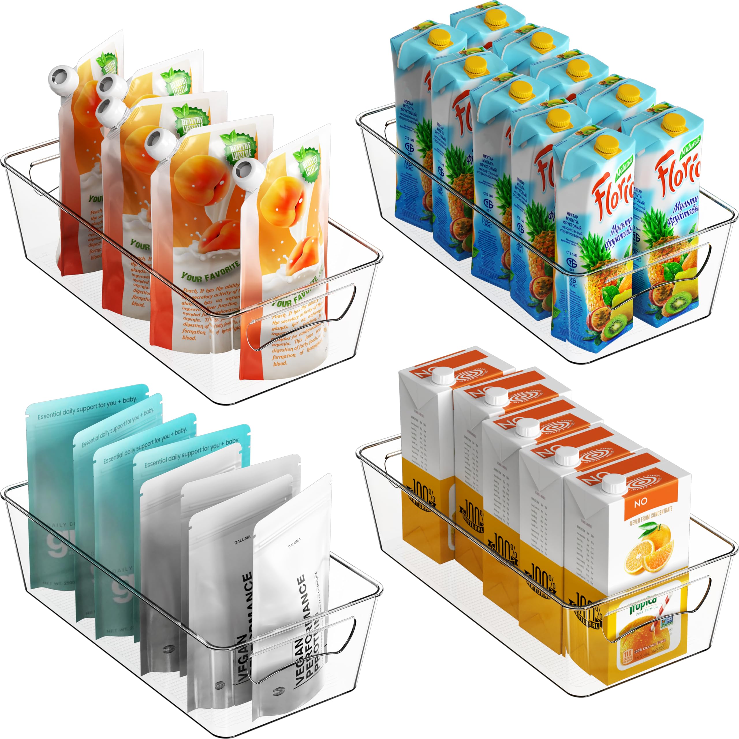 Simple Houseware Clear Storage Bins Organizer for Freezer, Fridge