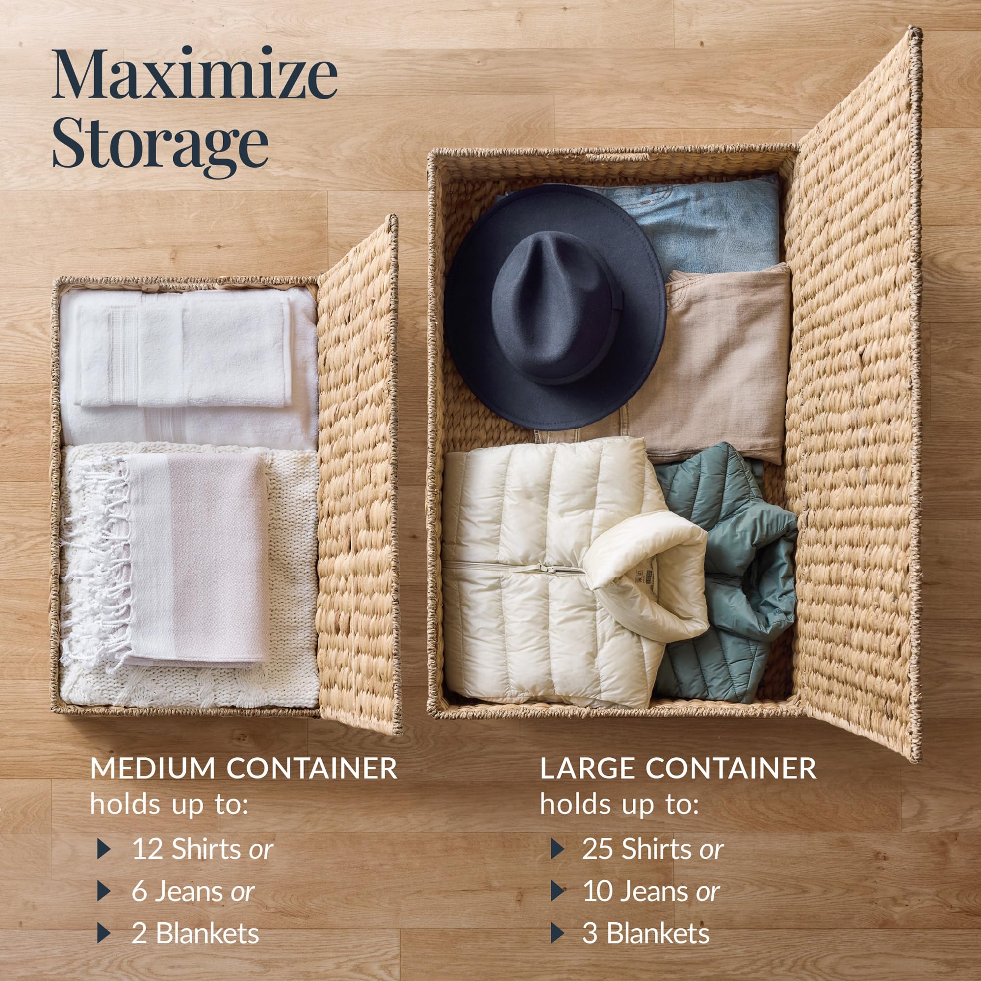 Handwoven Under-Bed Storage Baskets with Lids & Wheels – 2 Pack